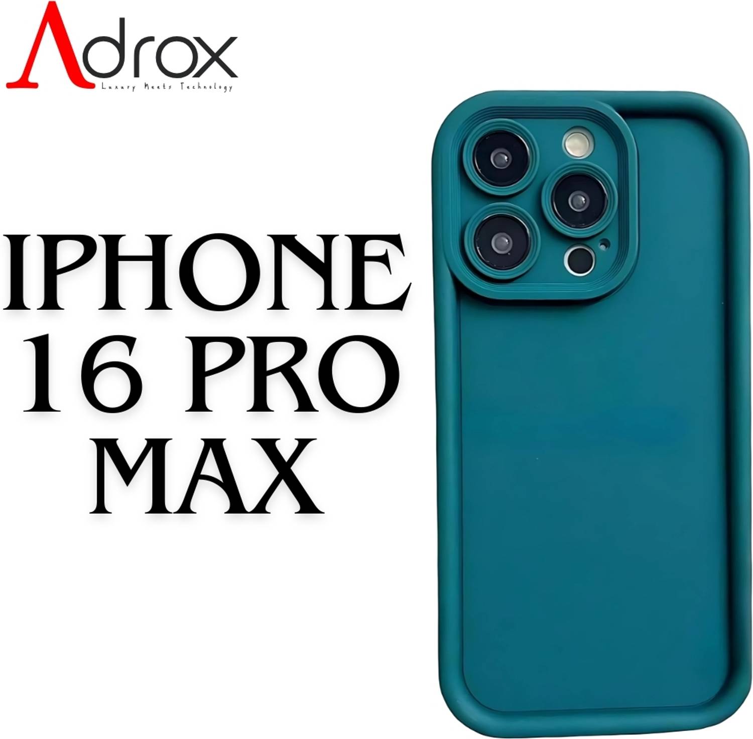 adrox Back Cover for iPhone 16 Pro Max Soft Silicone Cover Camera Protection, Scratch Proof, Shock Protection