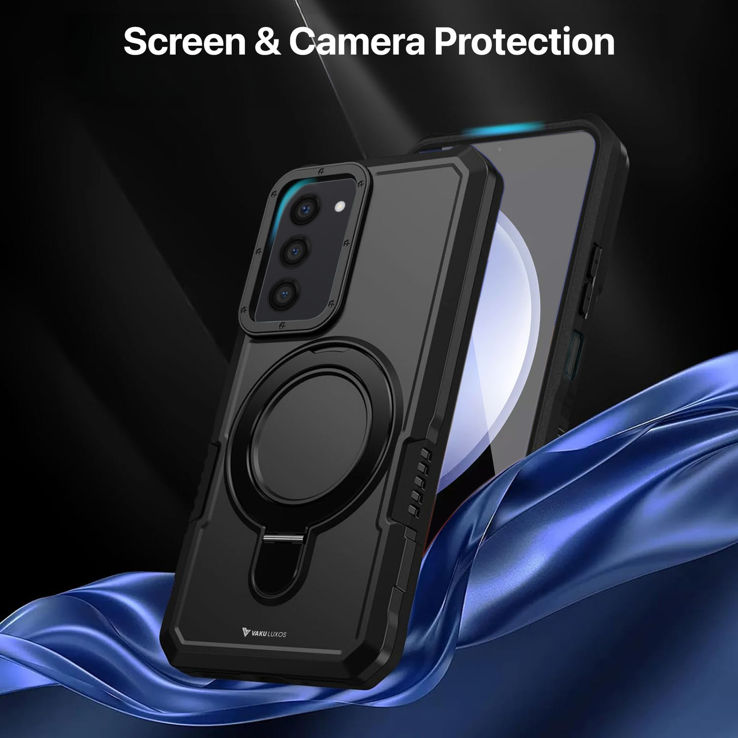 Image of Vaku Luxos Back Cover for Samsung Galaxy S23, Astor Military Grade Case with Rotable Ring Kickstand TPU Cover