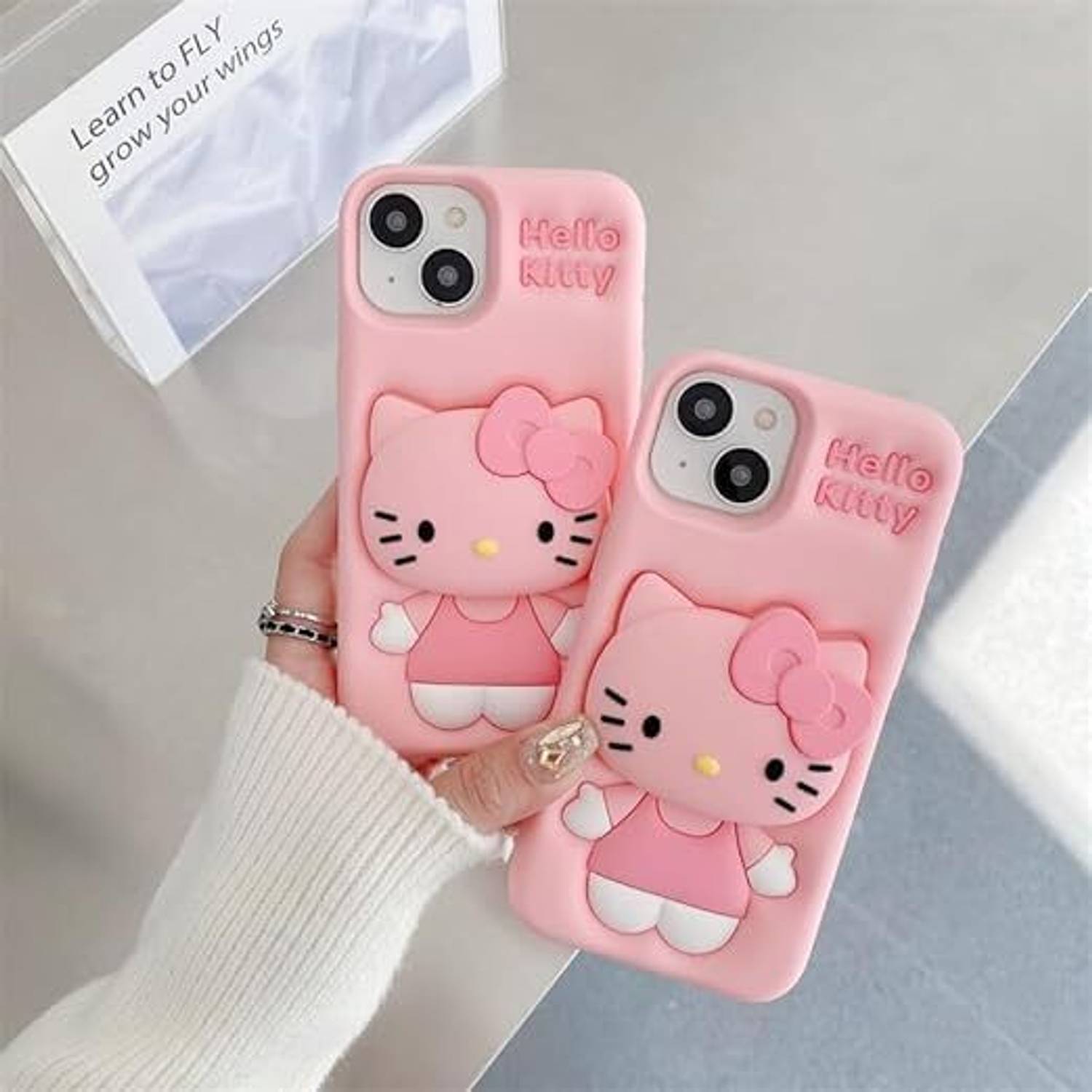 SwapME Back Cover for iPhone 13/14/15, 3D Cartoon Hello Kitty