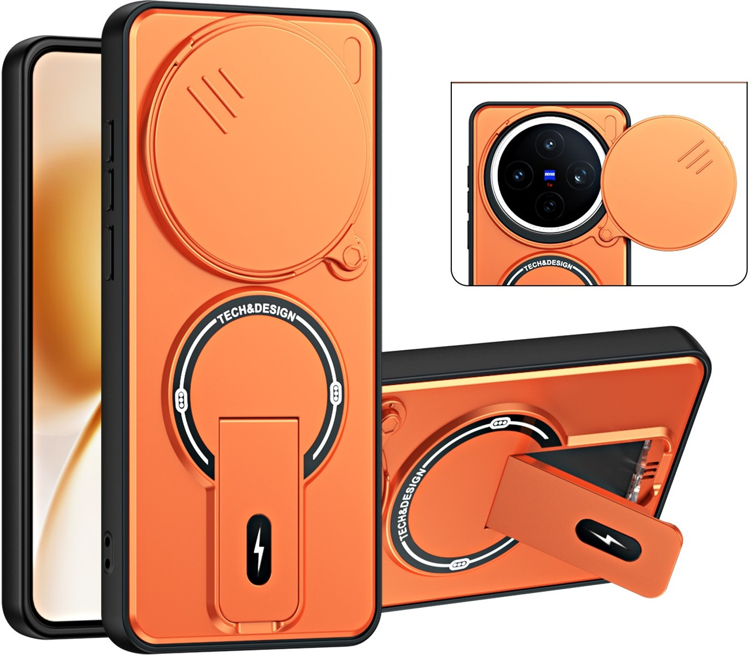 Image of Vkmei Back Cover for vivo X200T (Orange, Shock Proof, Polycarbonate, Pack of: 1)