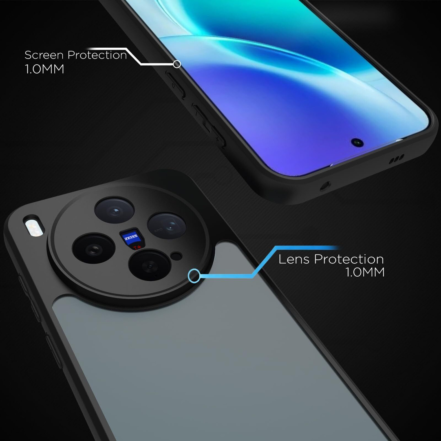 Image of RIGGEAR Back Cover for Vivo X300 5G (Black, Shock Proof, Thermoplastic Polyurethane, Polycarbonate)