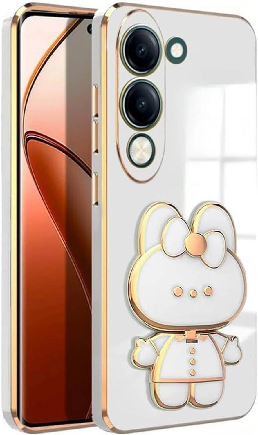 A3sprime Back Cover for vivo Y19 5G with Cute 3D Cartoon Shaped Folding Mobile Stand Holder