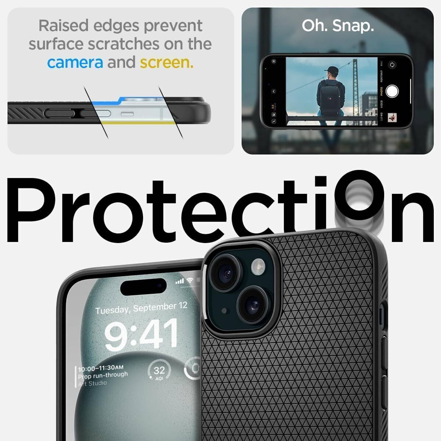 Spigen Liquid Air Back Cover for iPhone 15 (Black) - Image 5