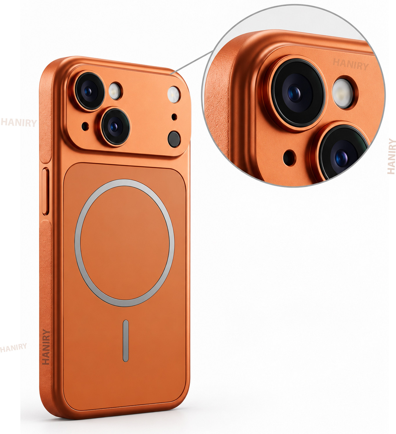 Image of HANIRY Back Cover for Apple iPhone 13, Magsafe (Orange, Hard Case, Polycarbonate, Pack of: 1)