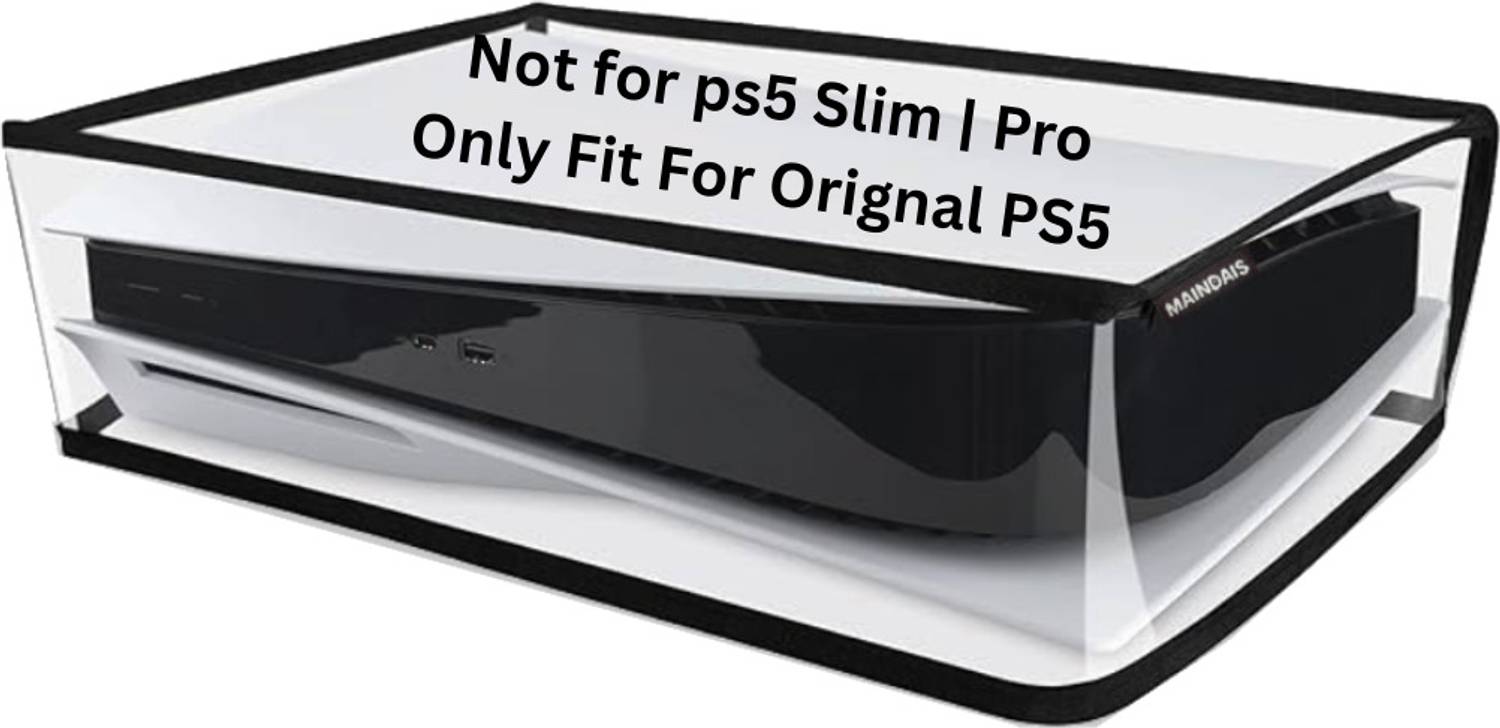MAINDAIS Back Cover for Horizontal Dust Cover For Transparent PS5 games Console With Back Cable Port