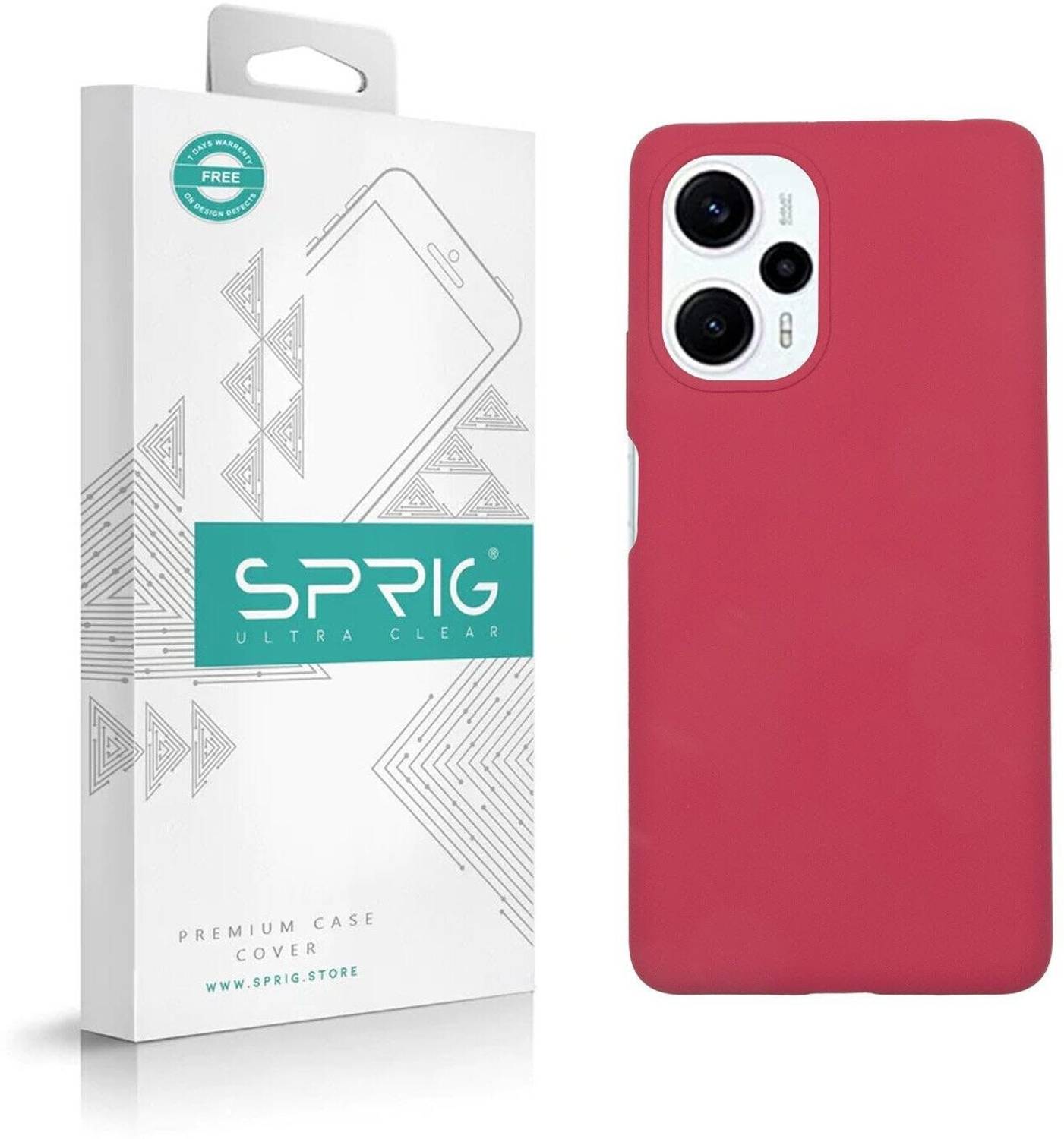 Sprig Liquid Silicone Back Cover for Poco F5 5G (Rose Red) - Image 1