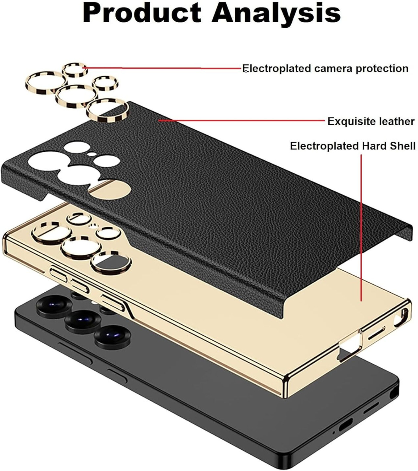 Image of Midkart Back Cover for Samsung Galaxy S25 Ultra Electroplated Leather Case Lightweight with Camera Protection