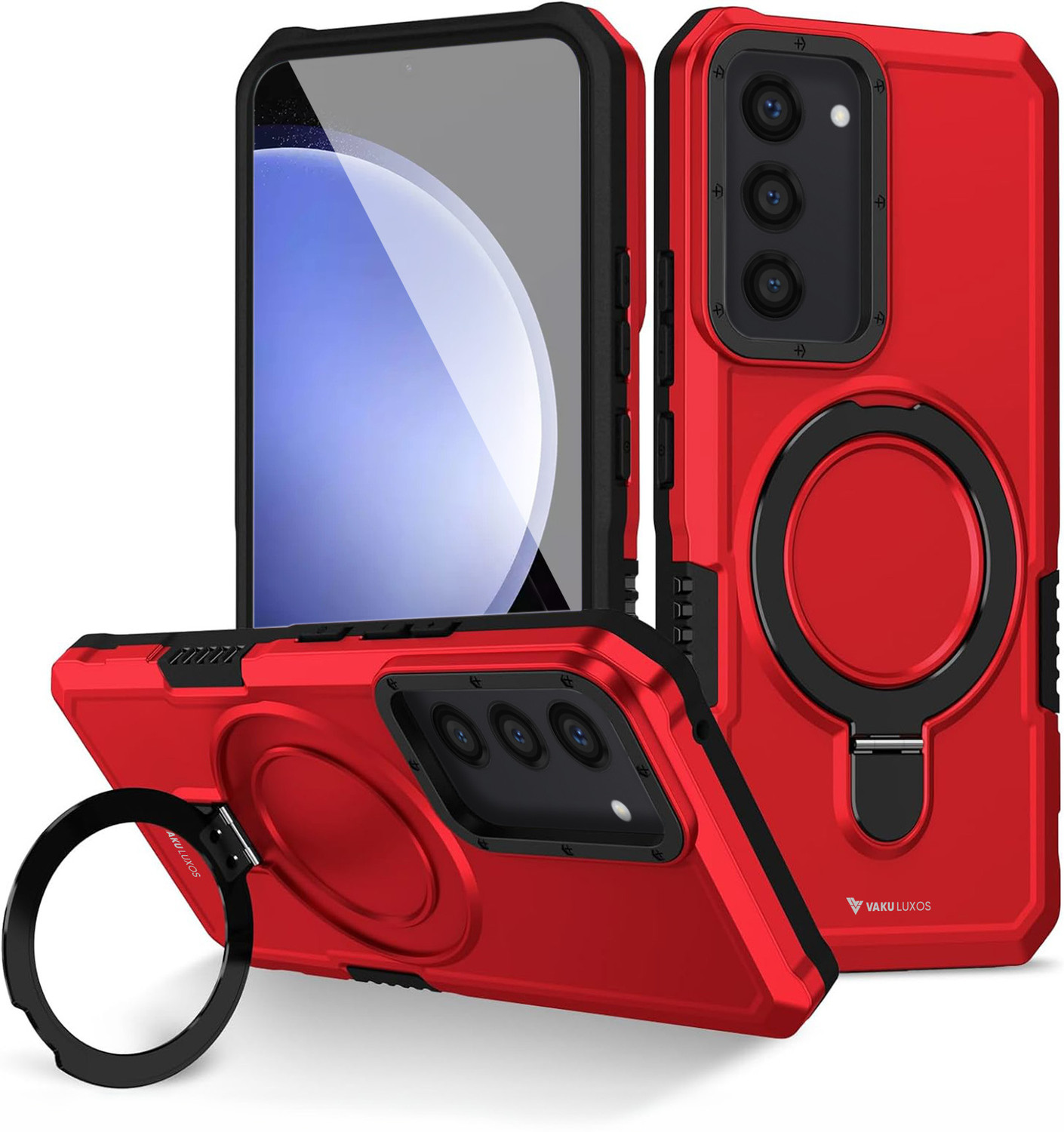 Image of Vaku Luxos Back Cover for Samsung Galaxy S23, Astor Military Grade Case with Rotable Ring Kickstand TPU Cover