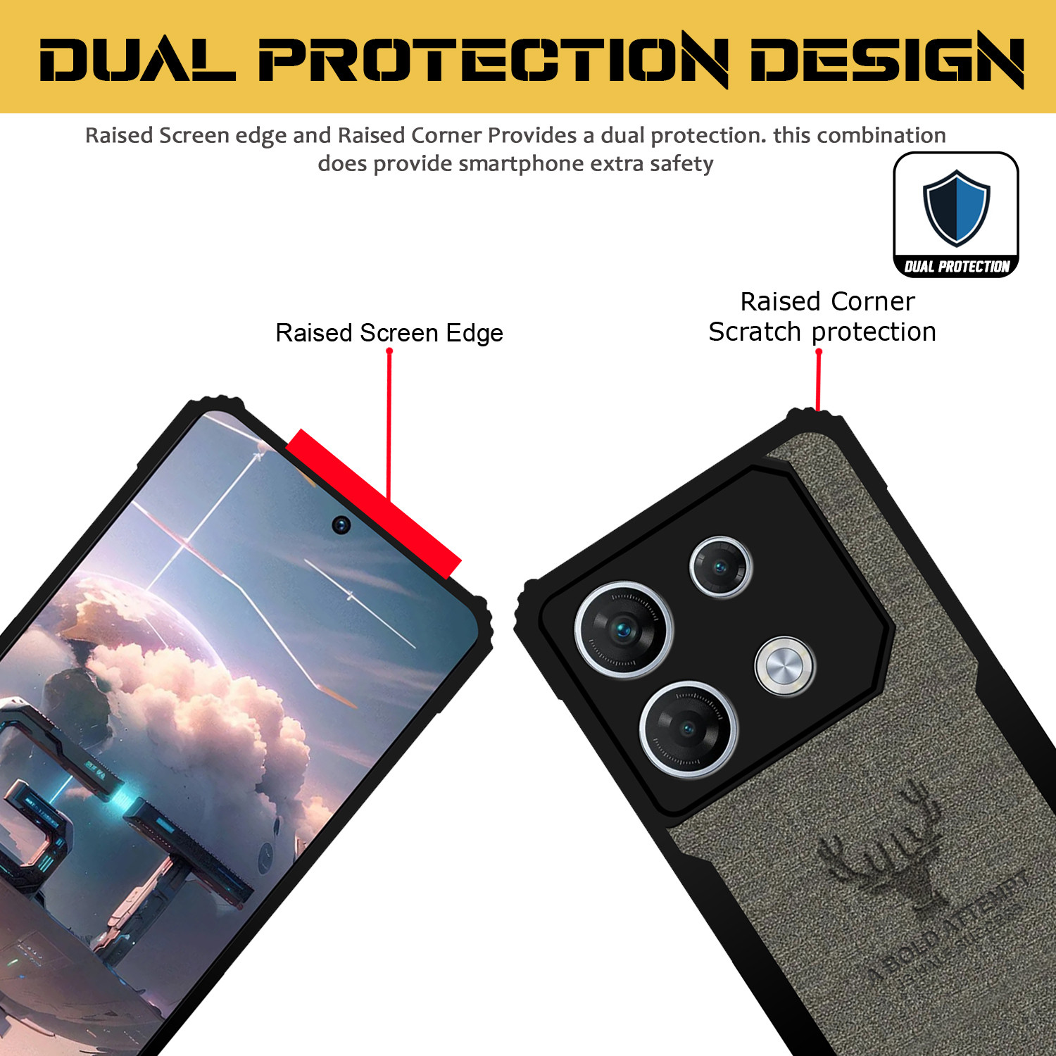 Image of PikTrue Back Cover for Infinix Gt 10 Pro |Vegan PU Leather |Deer Case| Camera Lens Protection
