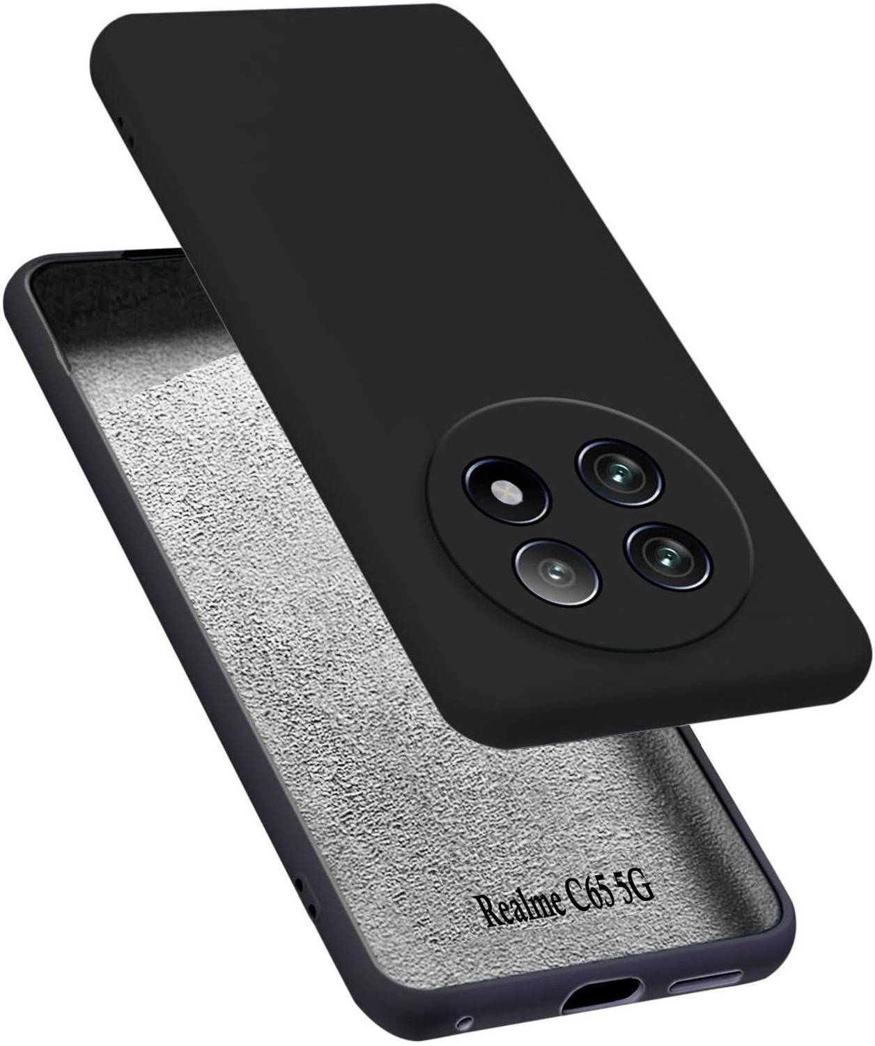 MOBIDEER Back Cover for Realme C65 5G, Matte Rubberized Soft Silicone Protective Cloth Inside
