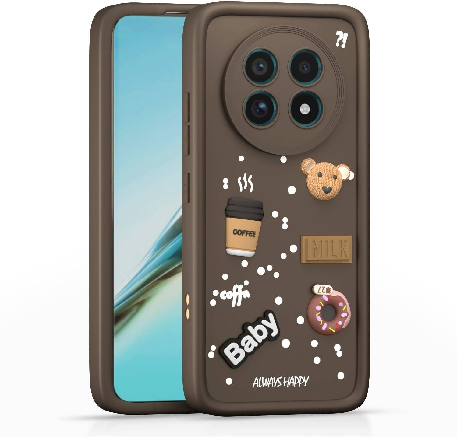 BINTAGE Back Cover for Realme 15 Lite 5G | Taddy |3D Ball Bear |Milk cake |Coffee Case