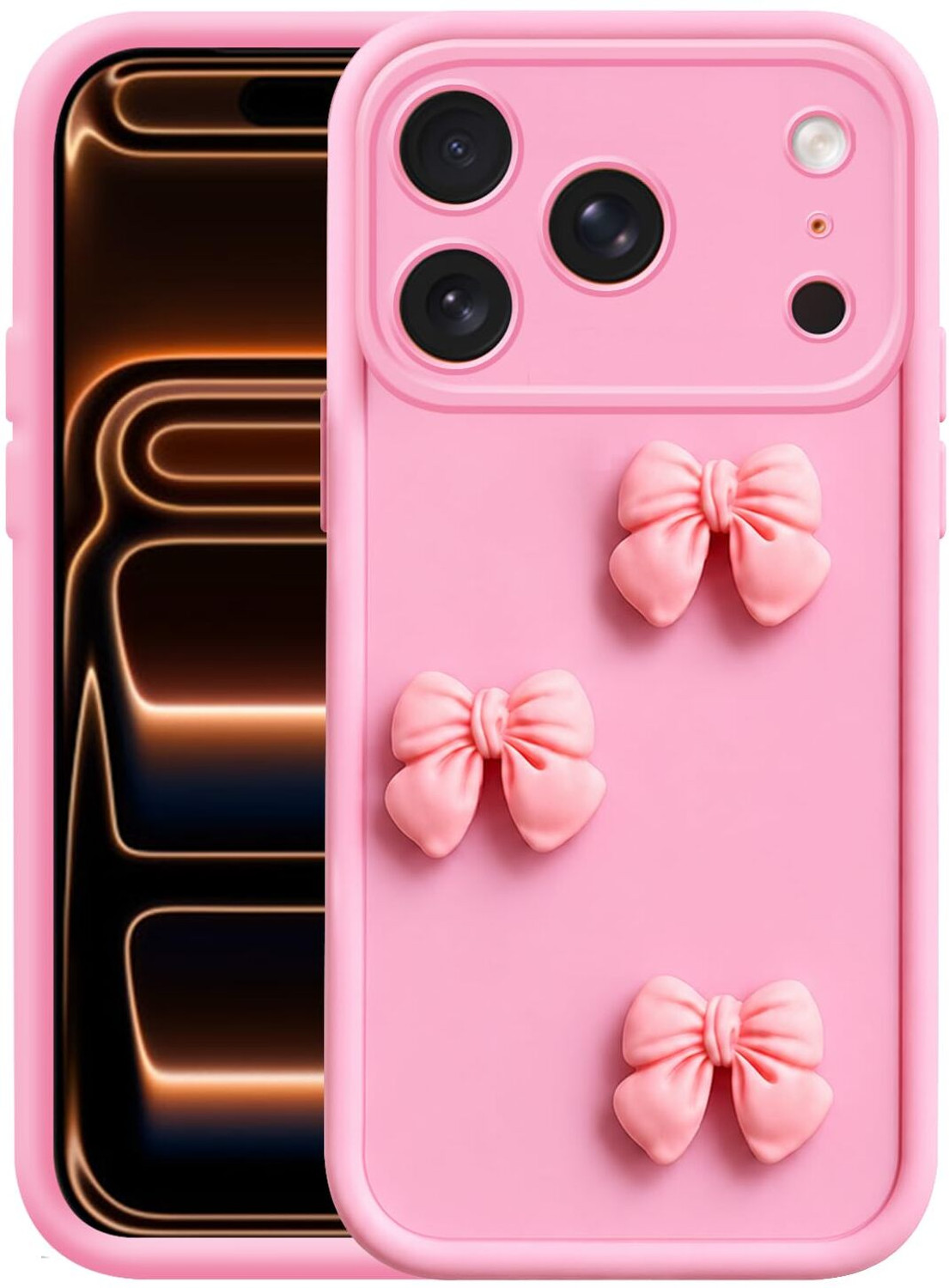 Image of MagicTrap Back Cover for Apple iPhone 17 Pro Cute 3D Bow Design Camera Protection Lightweight Slim Cover for Girls