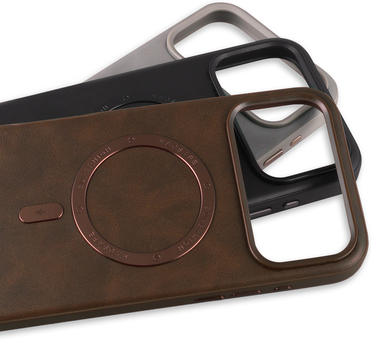 Image of VURIOZZ Back Cover for iPhone 17 Pro Max Premium Full-Grain Leather Magsafe Case Protection & Shockproof