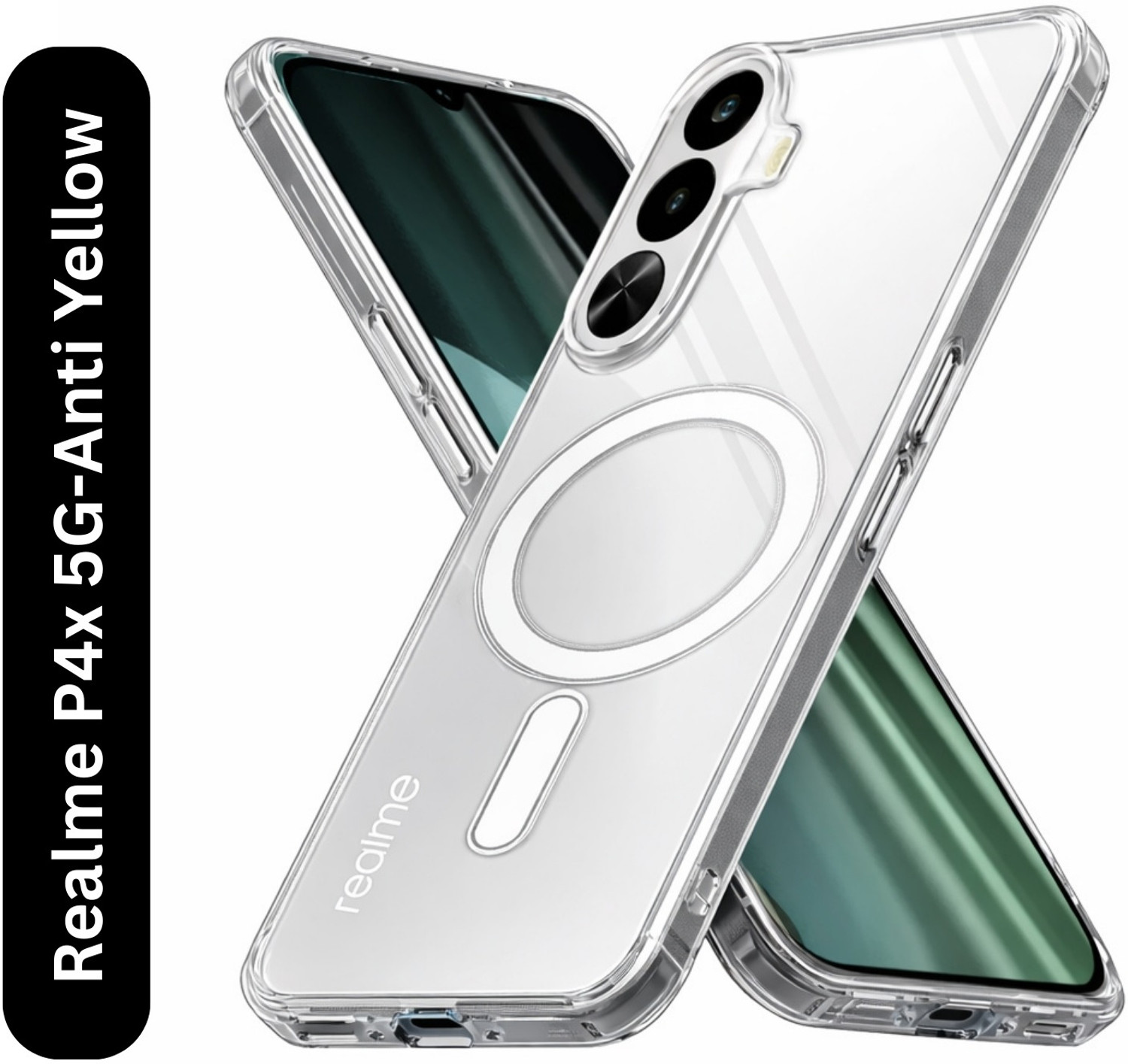 Image of Flipkart SmartBuy Anti Yellow Back Cover for Realme P4x 5G (Transparent, Anti-Yellow, Fiber, Pack of: 1)