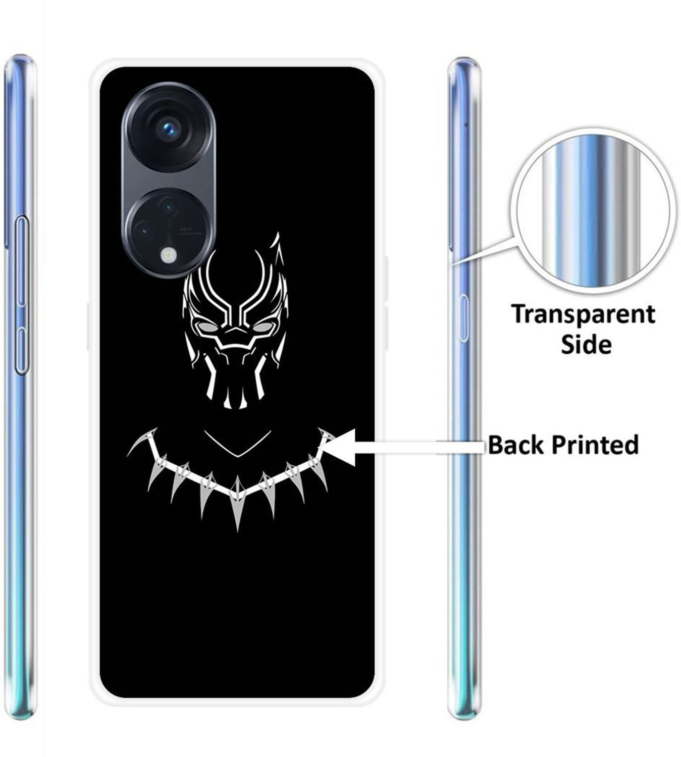 Image of MOBIFLY Back Cover for OPPO Reno8T 5G, Black, Panther, Wakanda, SuperHero, 87