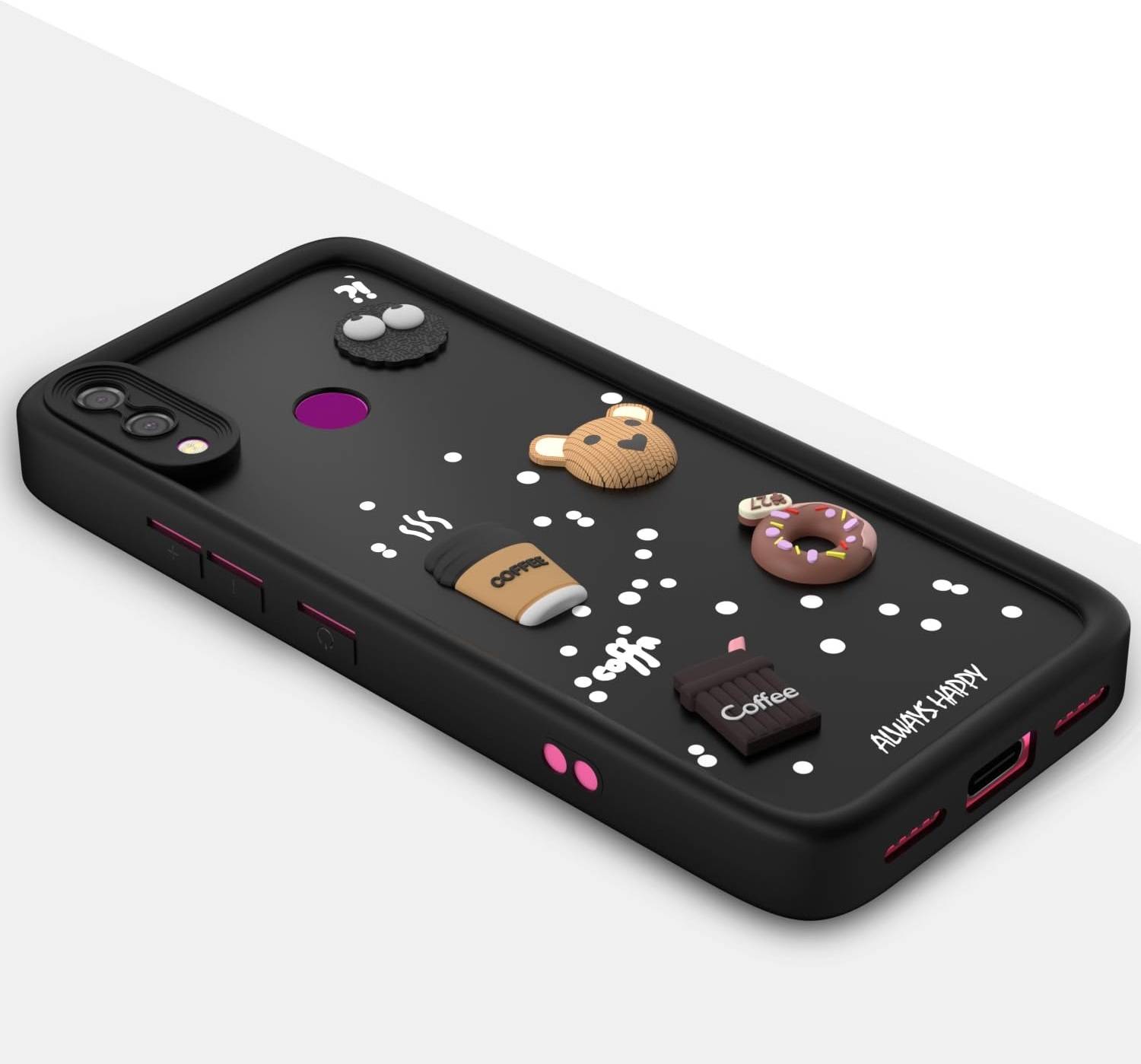Binatge Back Cover for Mi Redmi Note 7 Pro | Smile Taddy |3D Ball Bear |Milk cake |Coffee Case