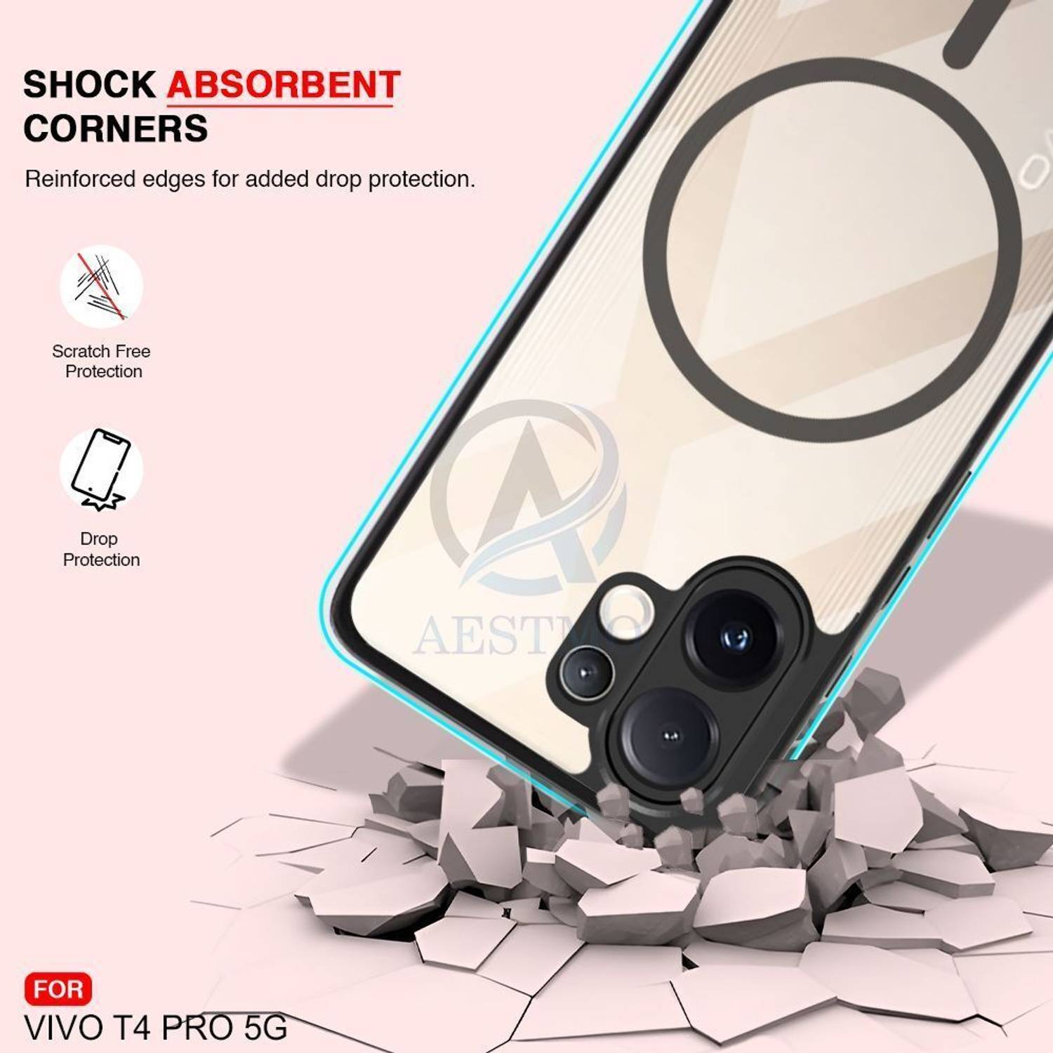 AESTMO Back Cover for Vivo T4 Pro 5G Black - Image 4