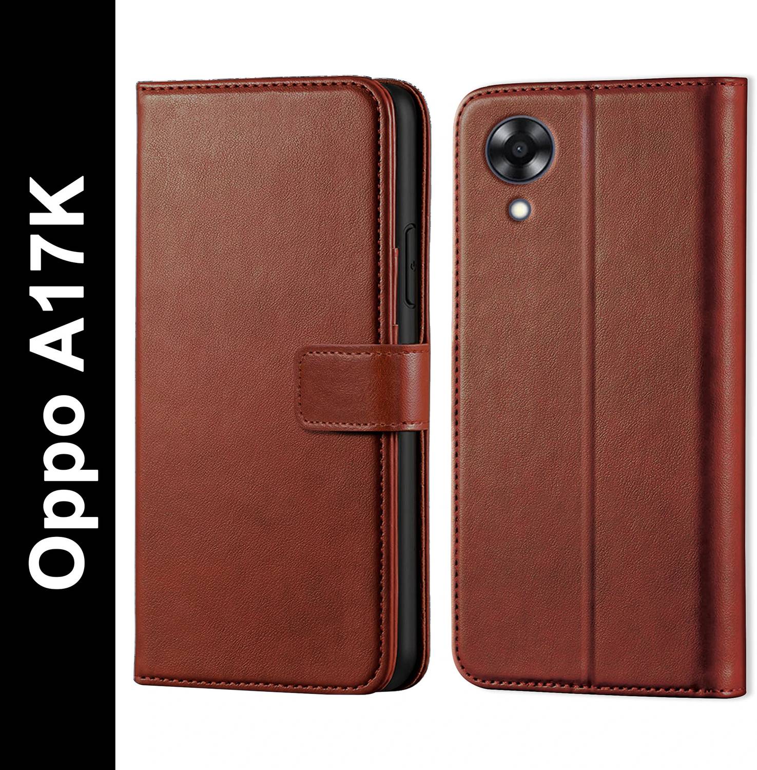 Ascensify Back Cover for Oppo A17K Vintage Flip Wallet Back Case Cover [Artitifial Leather]