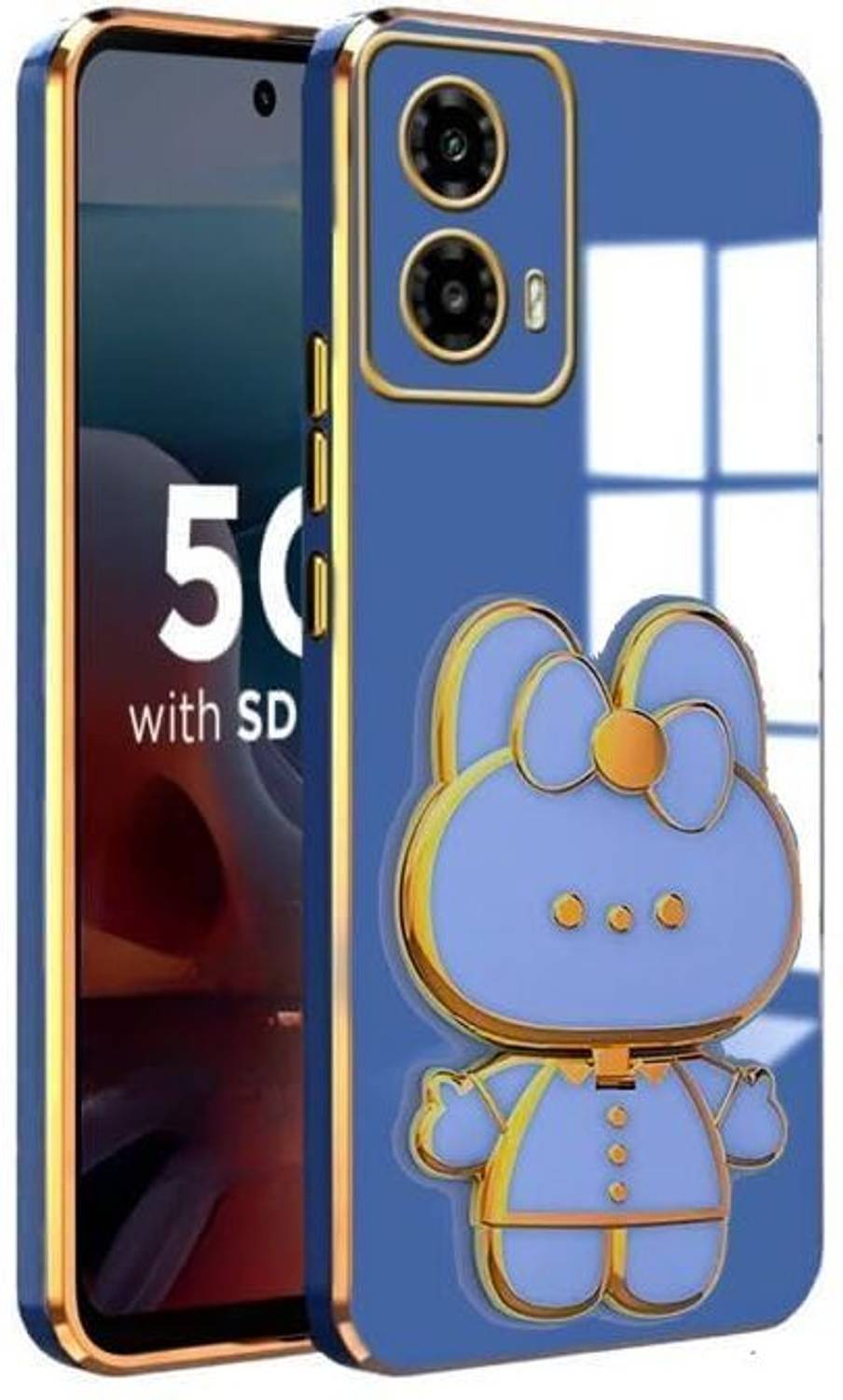 A3sprime Back Cover for MOTOROLA G96 5G with Cute 3D Cartoon Shaped Folding Mobile Stand Holder