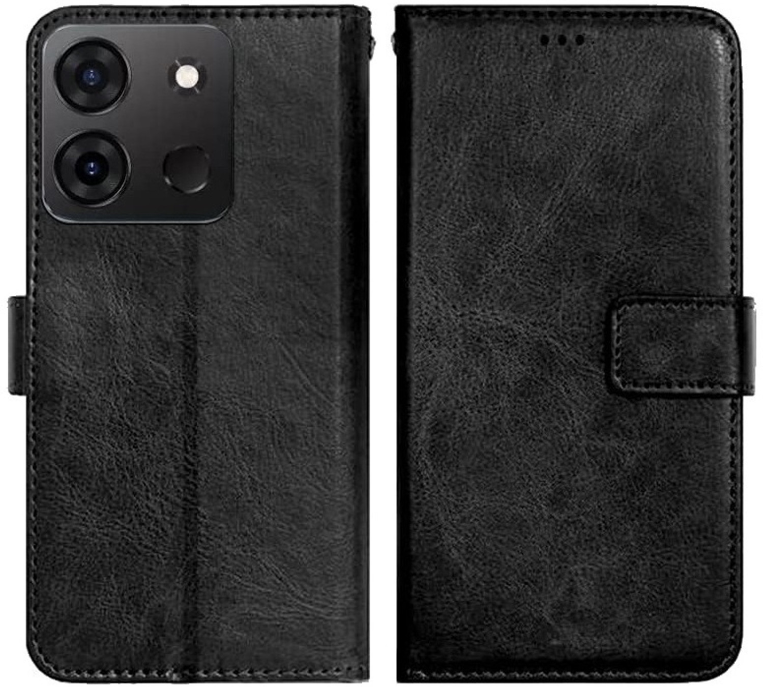 Image of CaseDeal Back Cover for Infinix Smart 7, X6517 Premium Leather Finish, with Card Pockets, Wallet Stand