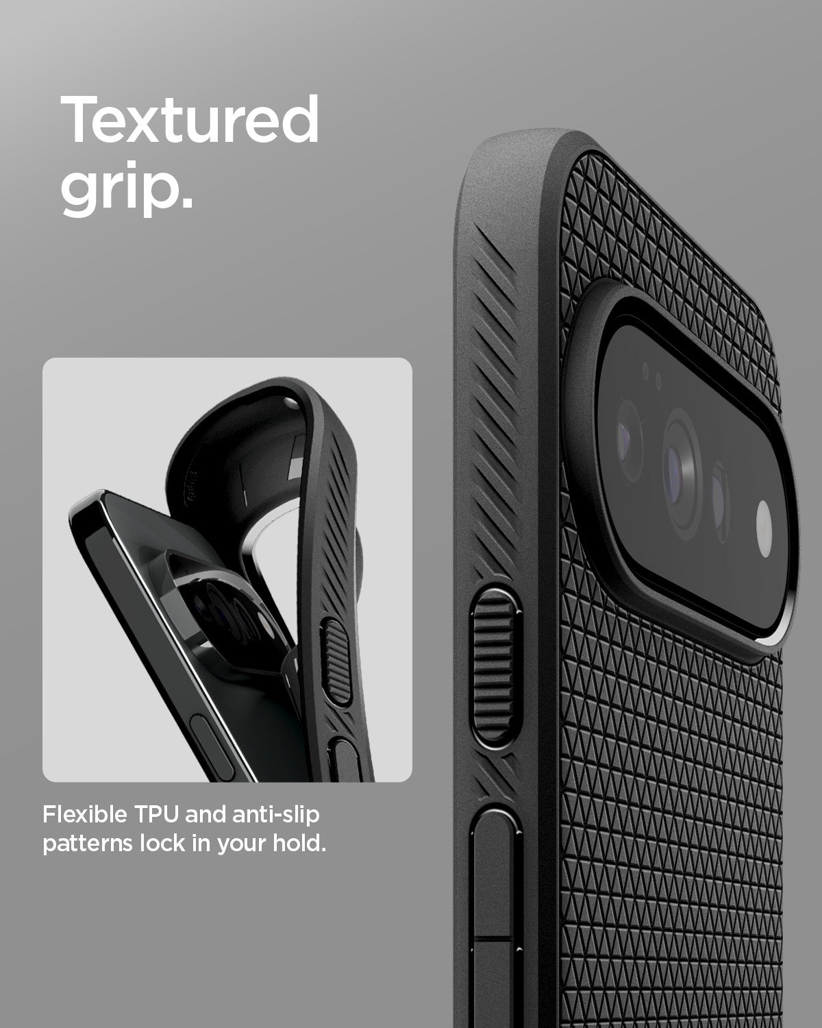 Image of Spigen Back Cover for Google Pixel 11 Pro (Black, Flexible, Thermoplastic Polyurethane, Pack of: 1)
