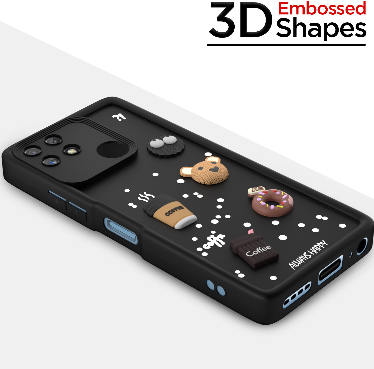 Image of Pikkme Back Cover for Realme Narzo 50A (Black, Flexible, Silicon)