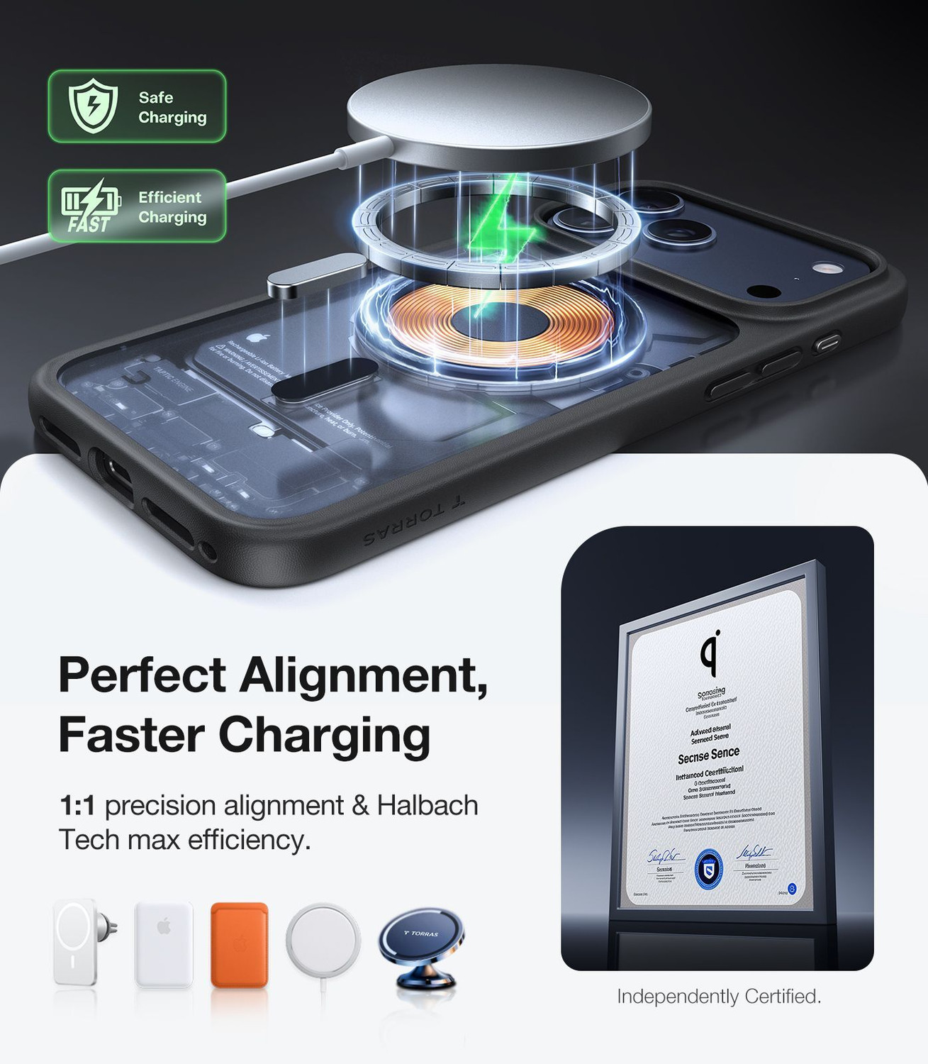 Image of Torras Back Cover for Guardian-Mag Series Case for iPhone 17 Pro Max, Mil-Grade Drop Protection, DIY Button