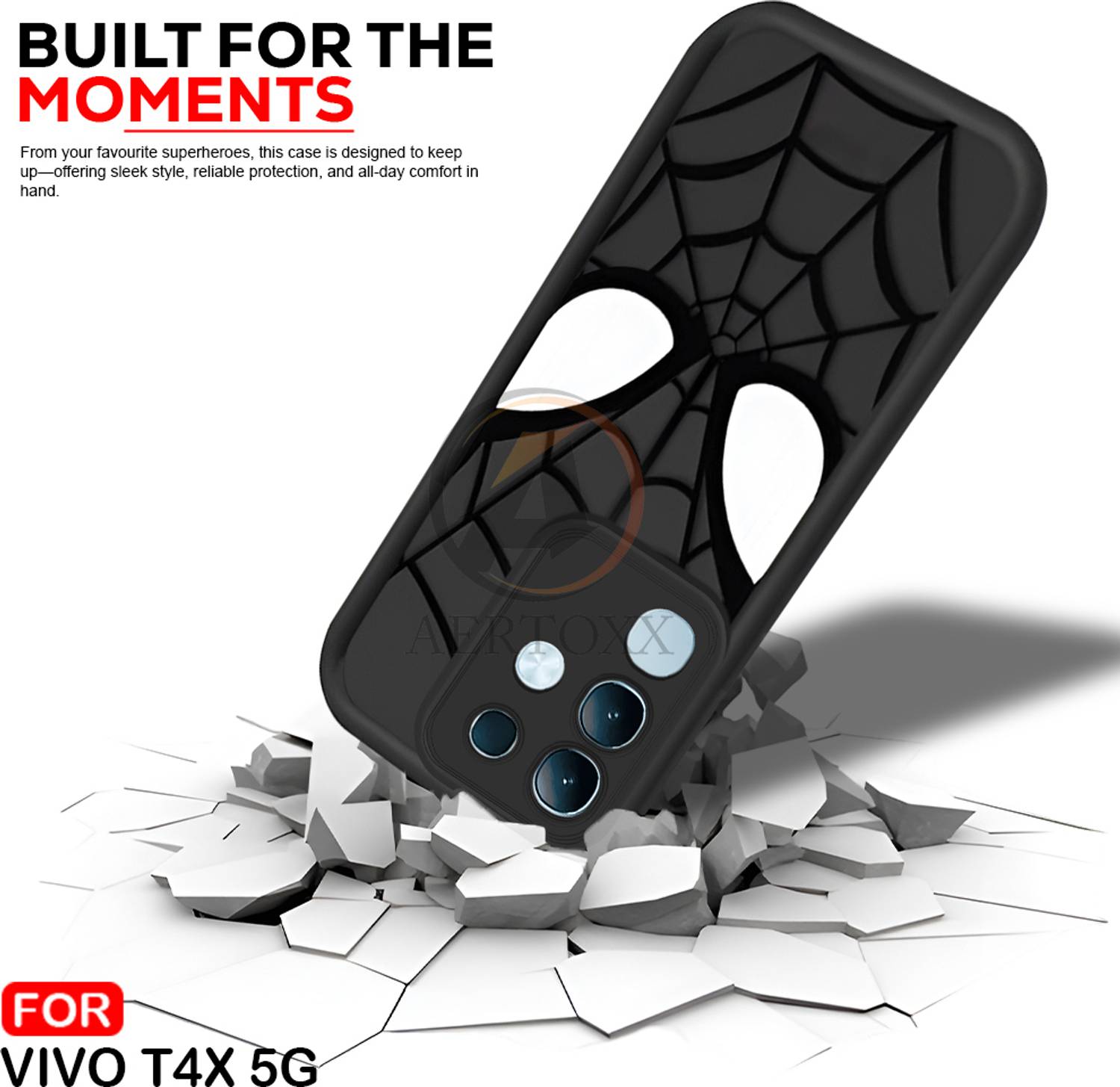 AERTOXX Back Cover for vivo T4x 5G Black - Image 4