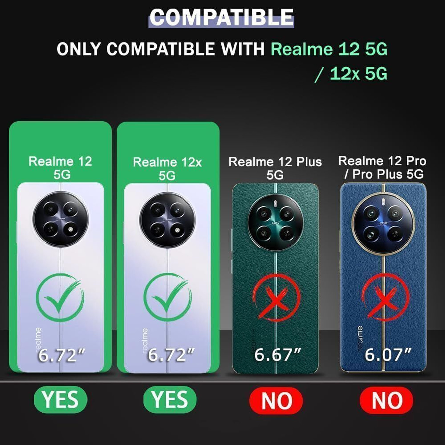 Image of AESTMO Back Cover for Realme 12 5G, Realme 12X 5G, Realme C65 5G, Realme Narzo 70X 5G