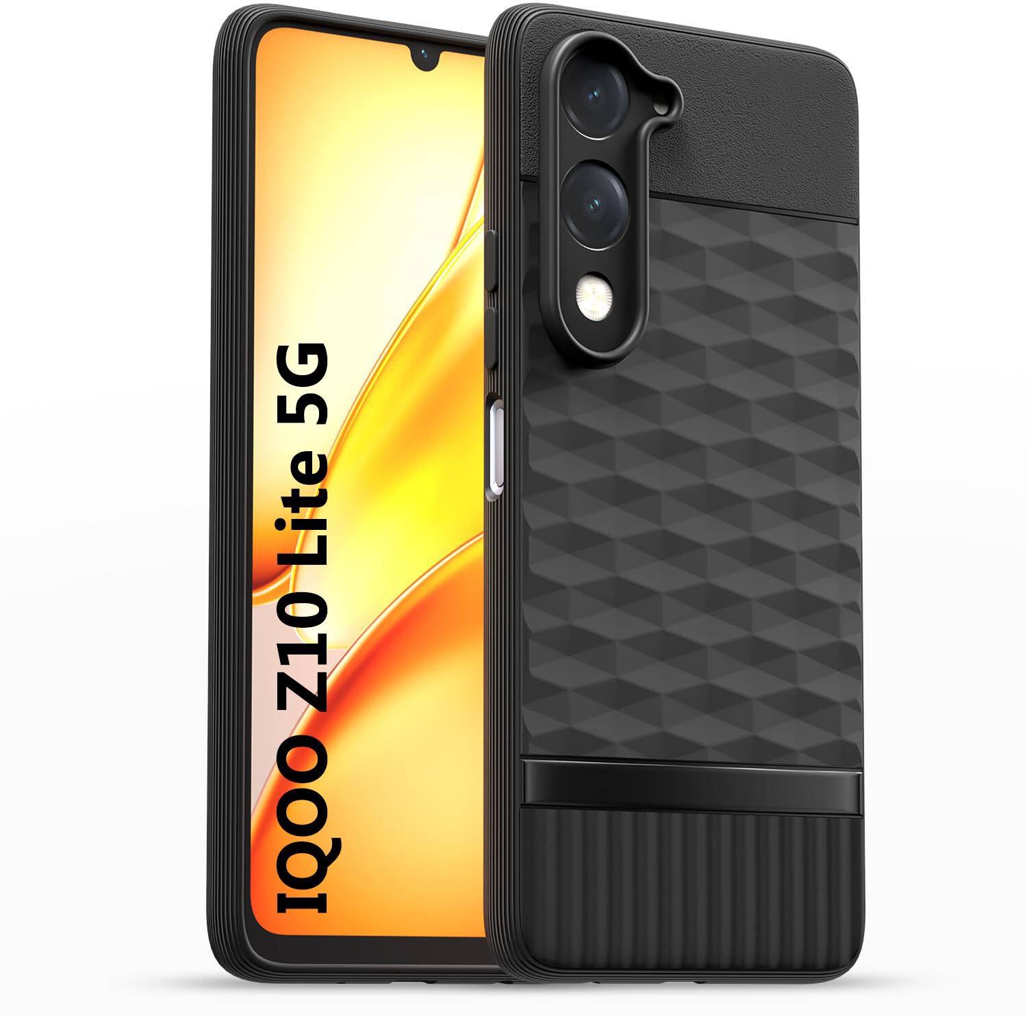 AIZLO Back Cover for IQOO Z10 Lite 5G Hexa Cube Design | Ultra Slim Soft Case | Inner Velvet Fabric