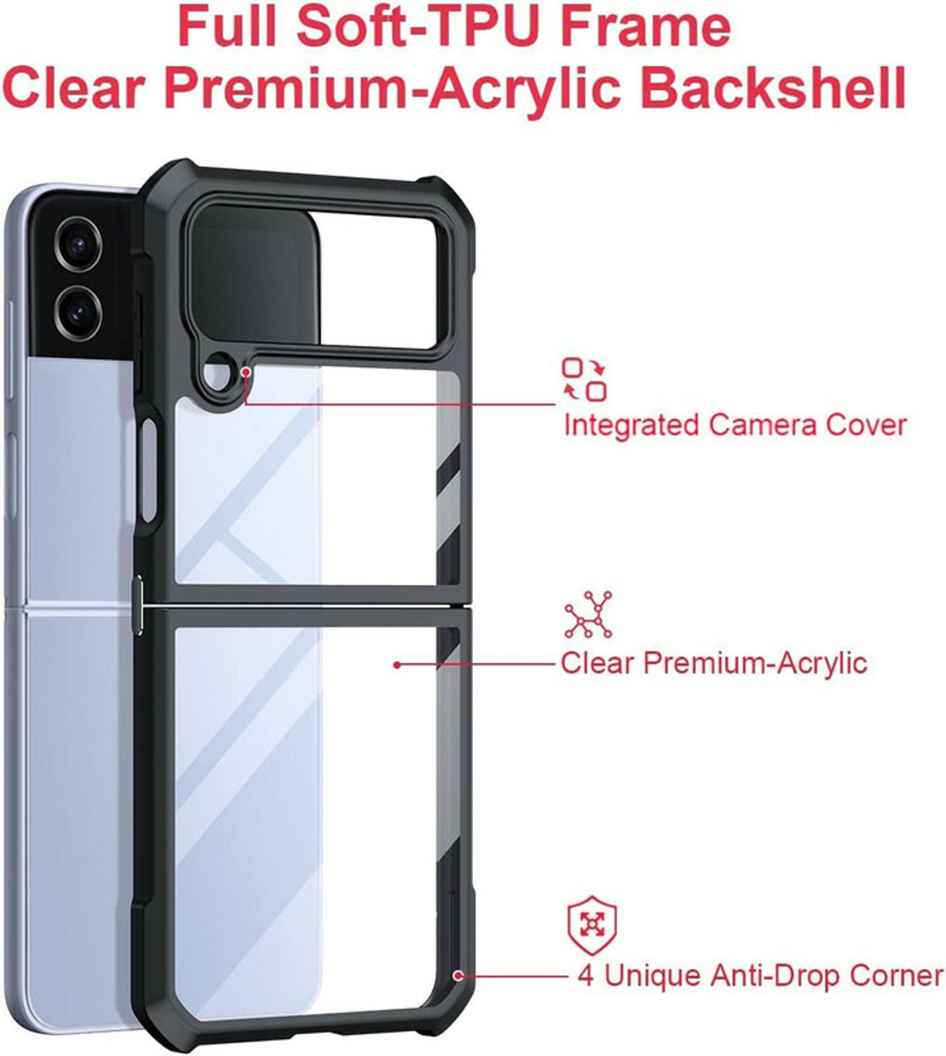 Image of HITFIT Back Cover for Samsung Galaxy Z Flip4 / Samsung Galaxy Z Flip 4