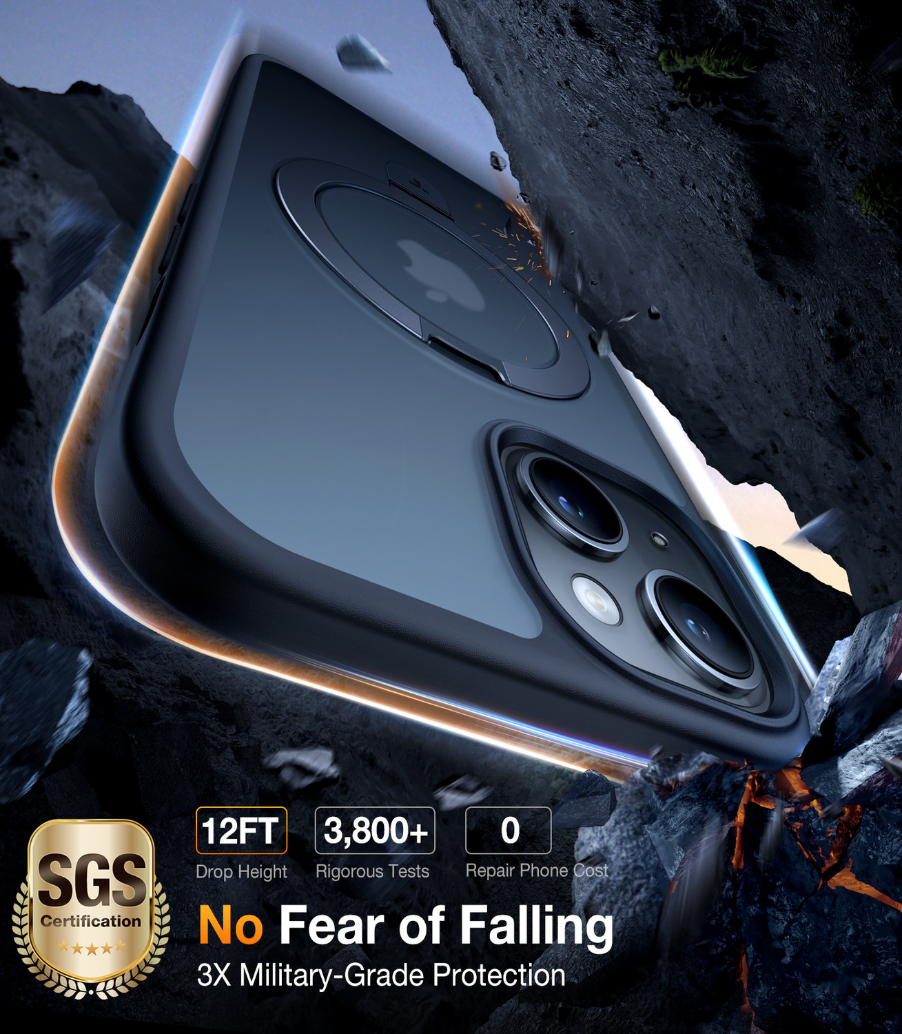 Image of Torras Back Cover for iPhone 15 Ultra Magnetic Ostand Fit For MagSafe, Ring Holder, Military-Grade, Slim, Matte