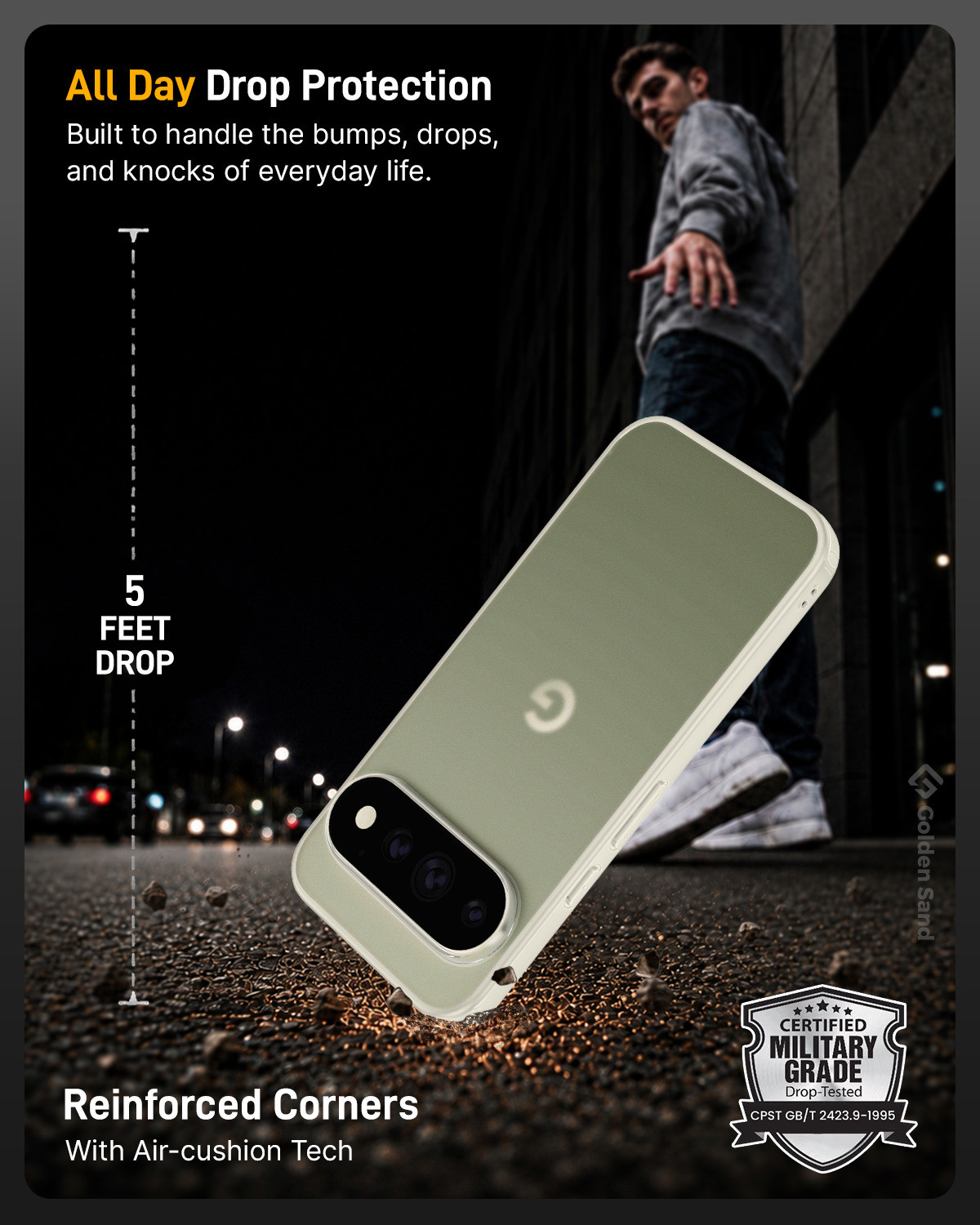Image of Golden Sand Back Cover for Google Pixel 11 Pro (Beige, Shock Proof, Thermoplastic Polyurethane, Pack of: 1)