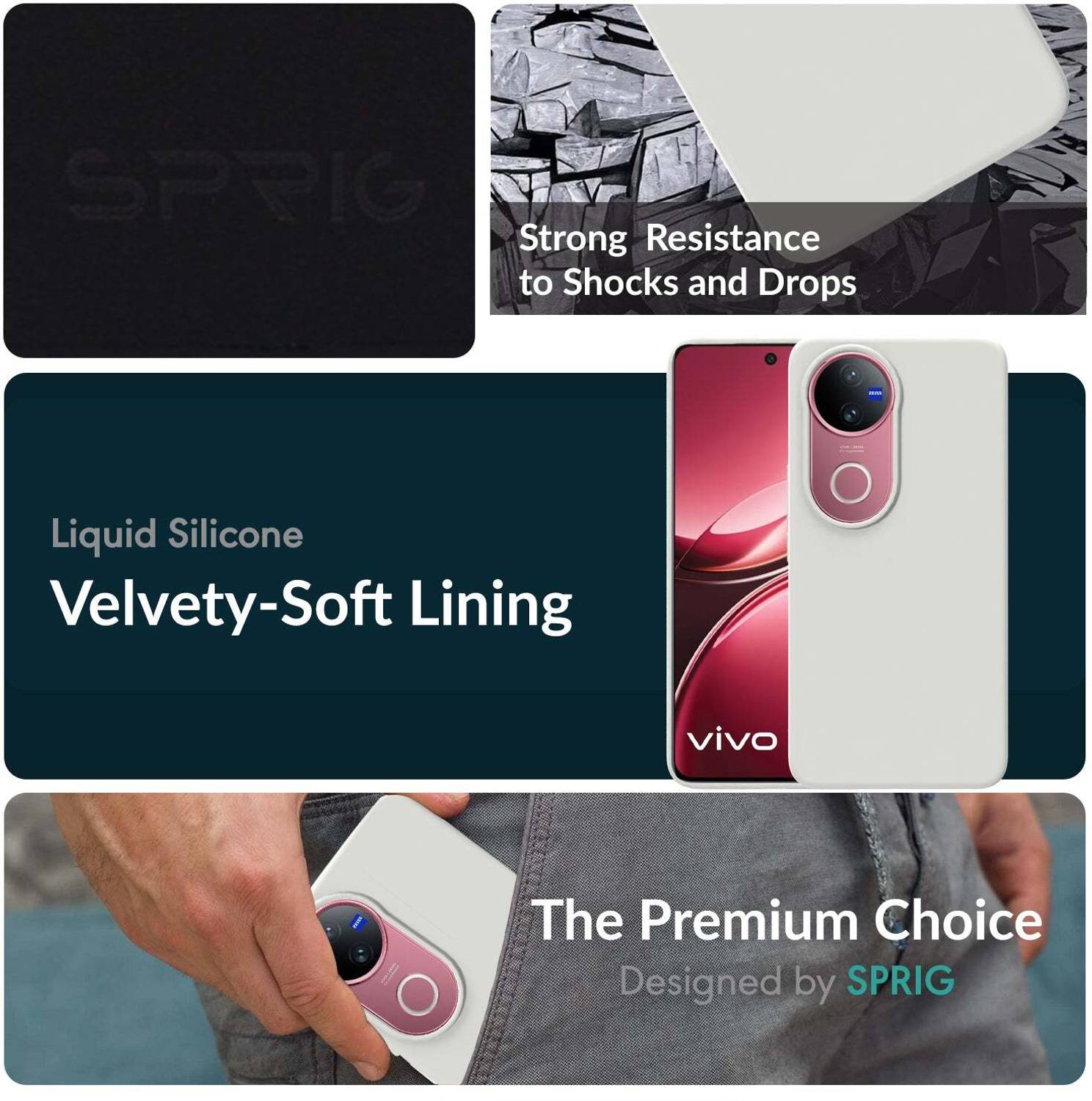 Sprig Back Cover for vivo V50 5G, Gray - Image 3