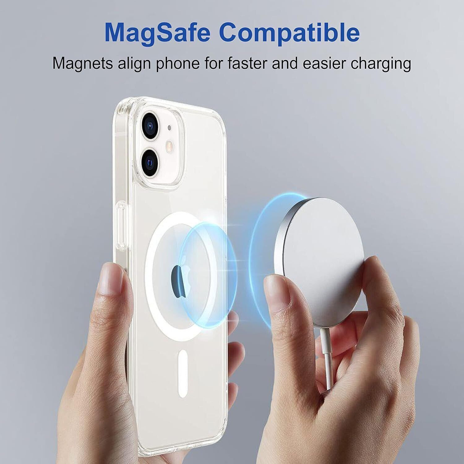 Image of CASEVIBE Back Cover for Apple Iphone 12 / 12 pro Transparent Magsafe Mobile Back Cover