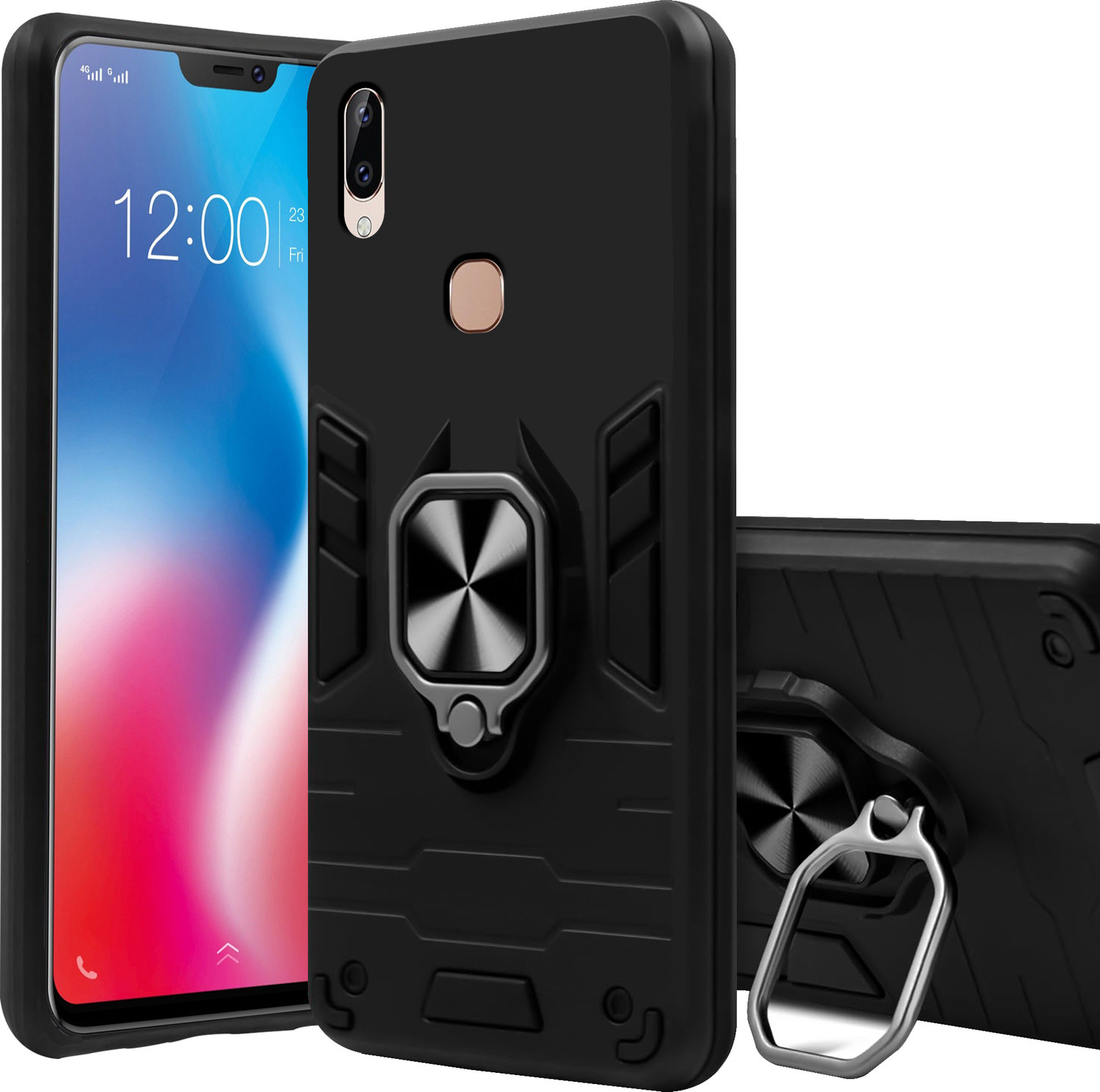 Image of BOZTI Back Cover for Vivo V9 (Black, Rugged Armor, Pack of: 1)