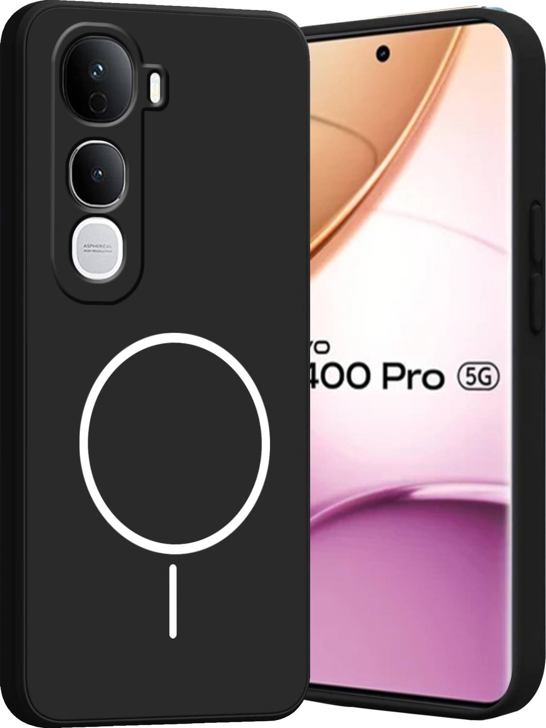 Ascensify Back Cover for vivo Y400 Pro Soft Silicone, Flexible, Slim Case with Printed Ring Design