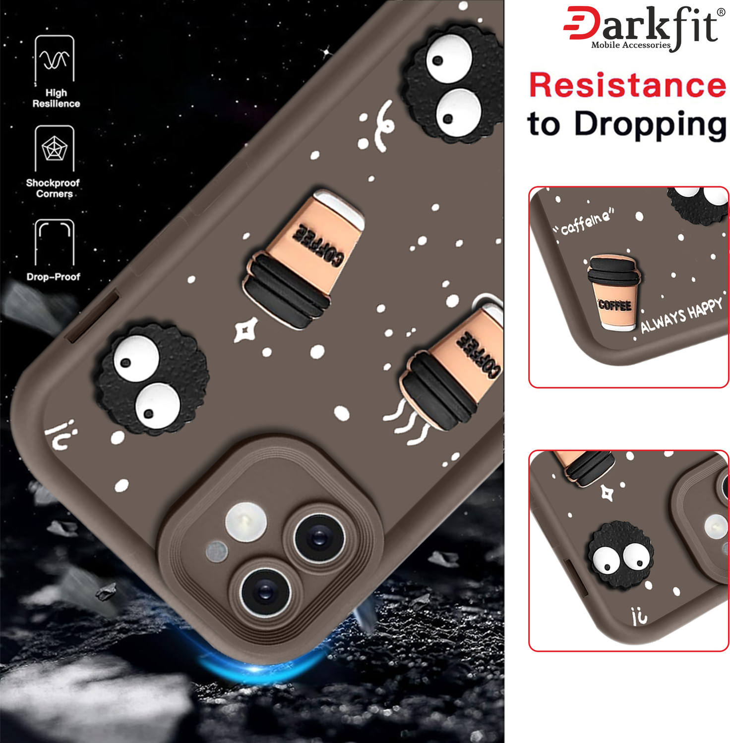 Image of DARKFIT Back Cover for Apple iPhone 12 Mini, 3D Coffee Design Case