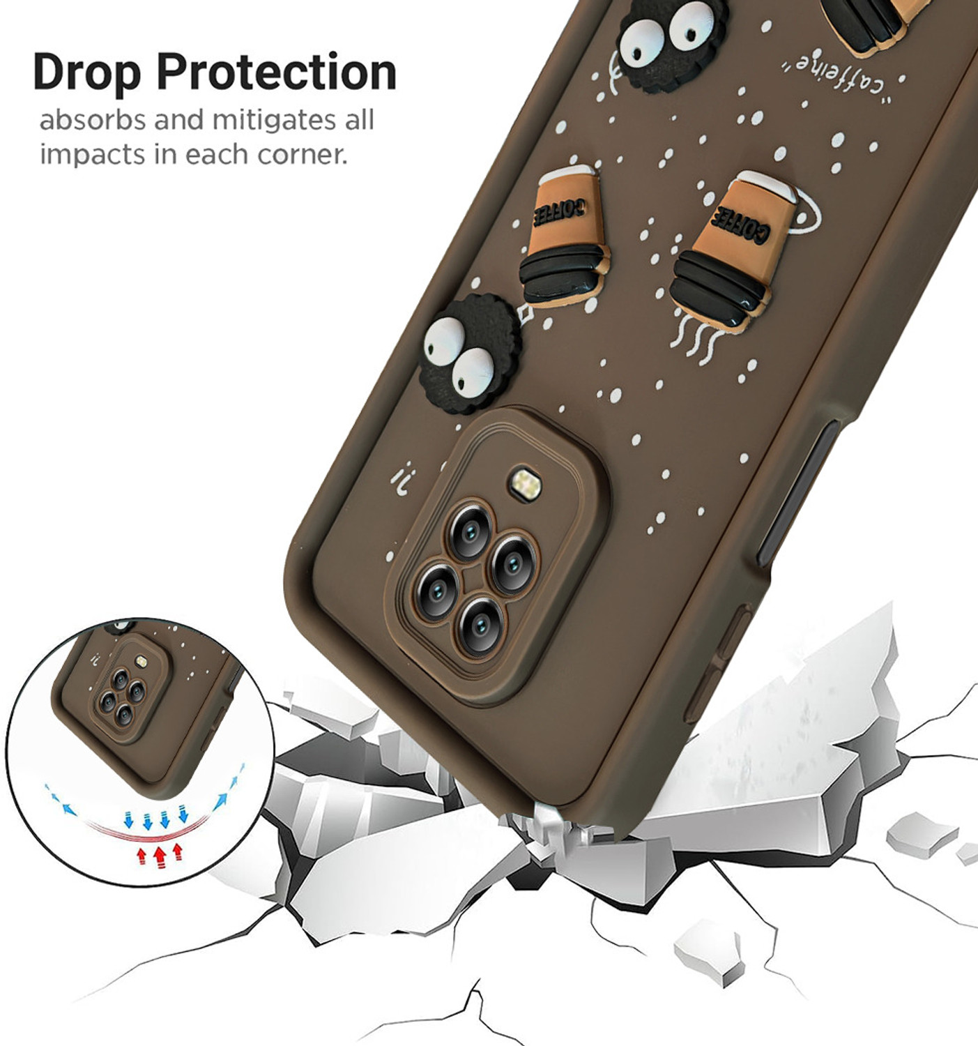Image of KartV Back Cover for Mi Redmi Note 9 Pro Max (Brown, Camera Bump Protector, Silicon, Rubber, Pack of: 1)