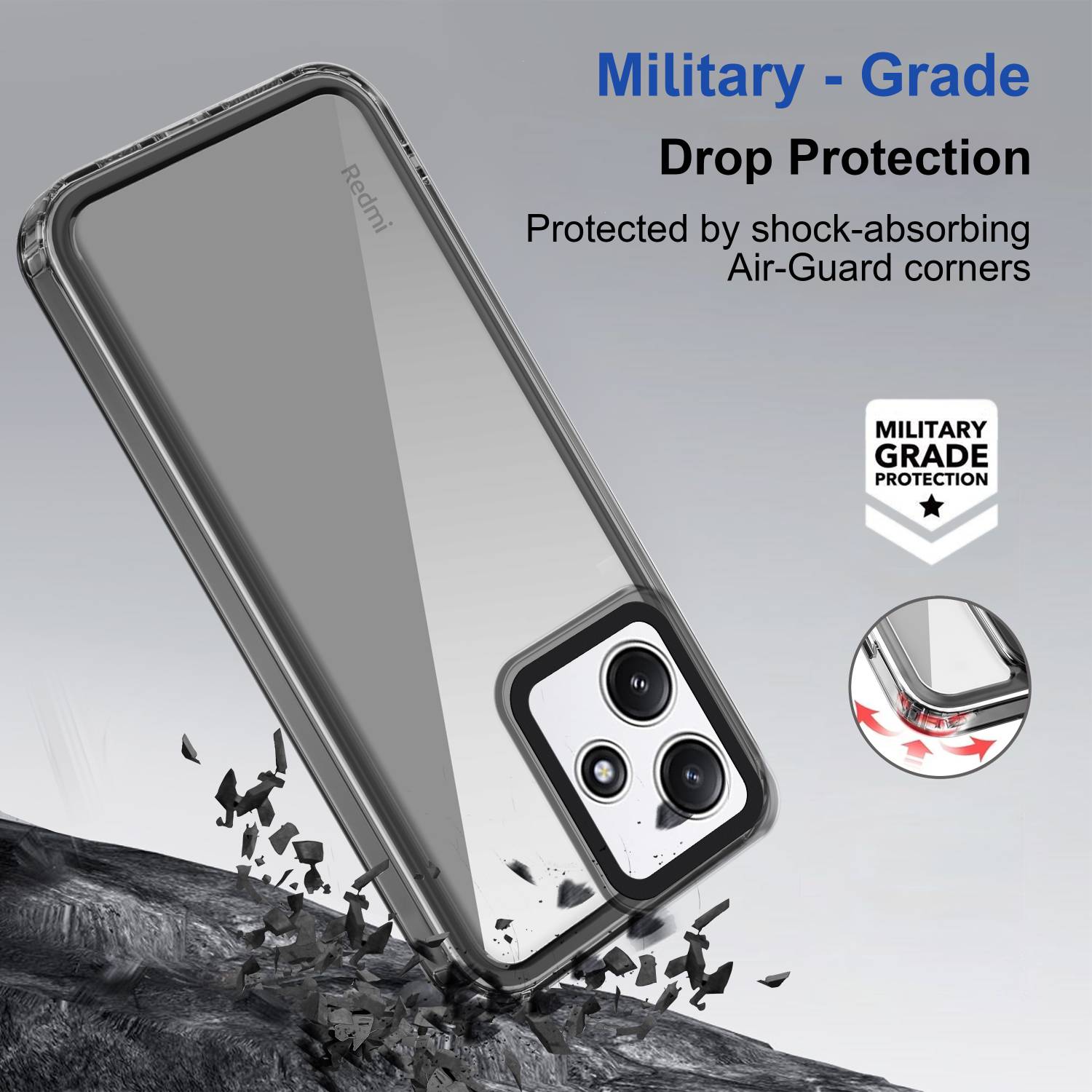 Zapcase Back Cover for Mi Redmi 12 5G Black - Image 3