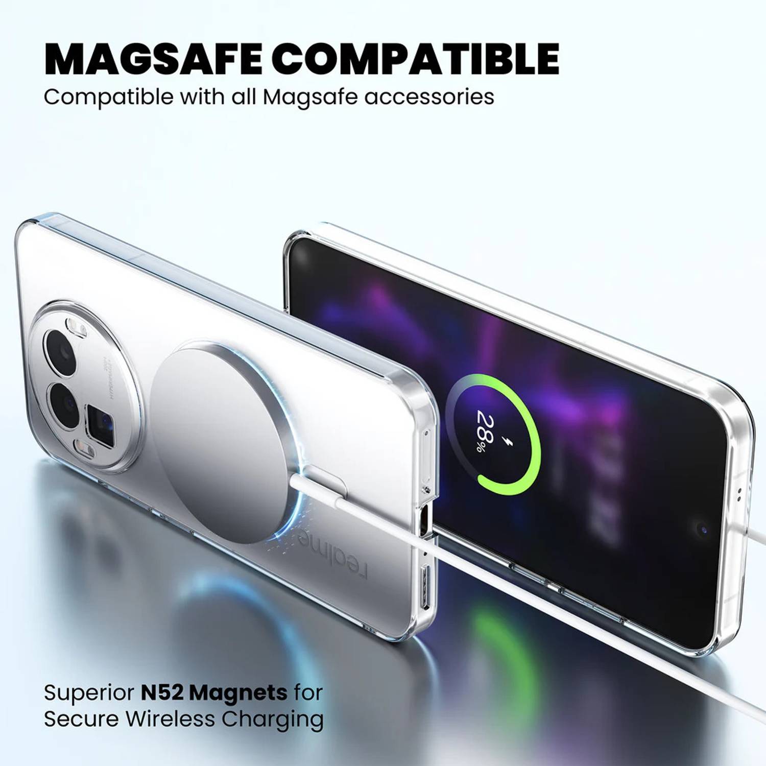 Back Cover for Realme C67 Transparent MagSafe Mobile Back Cover | Wireless Charging Compatible - Image 5