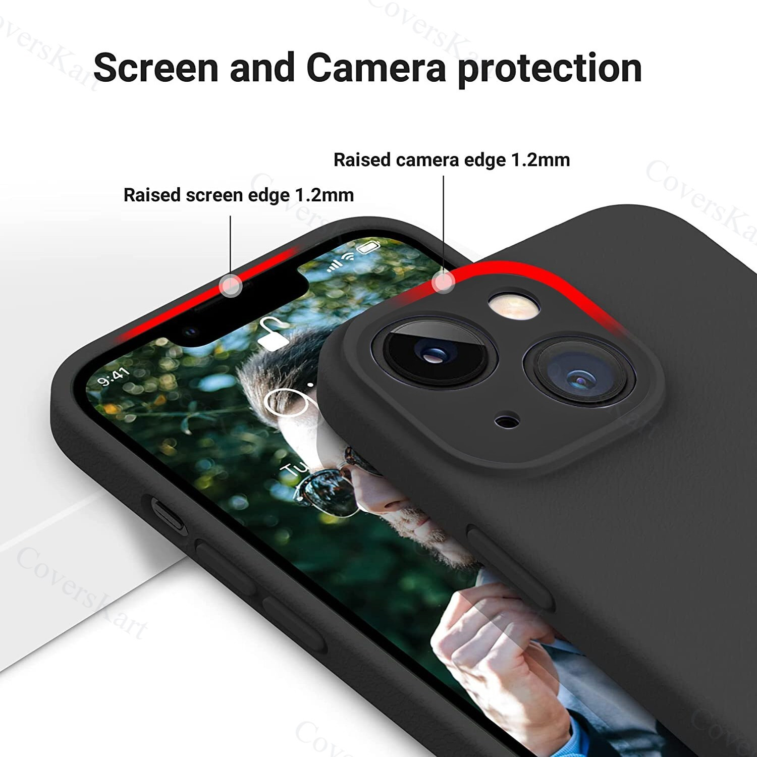 Image of MobiLooks Back Cover for Apple iPhone 15 Plus, Original Liquid Silicone inner Velvet Cloth Logo View Case