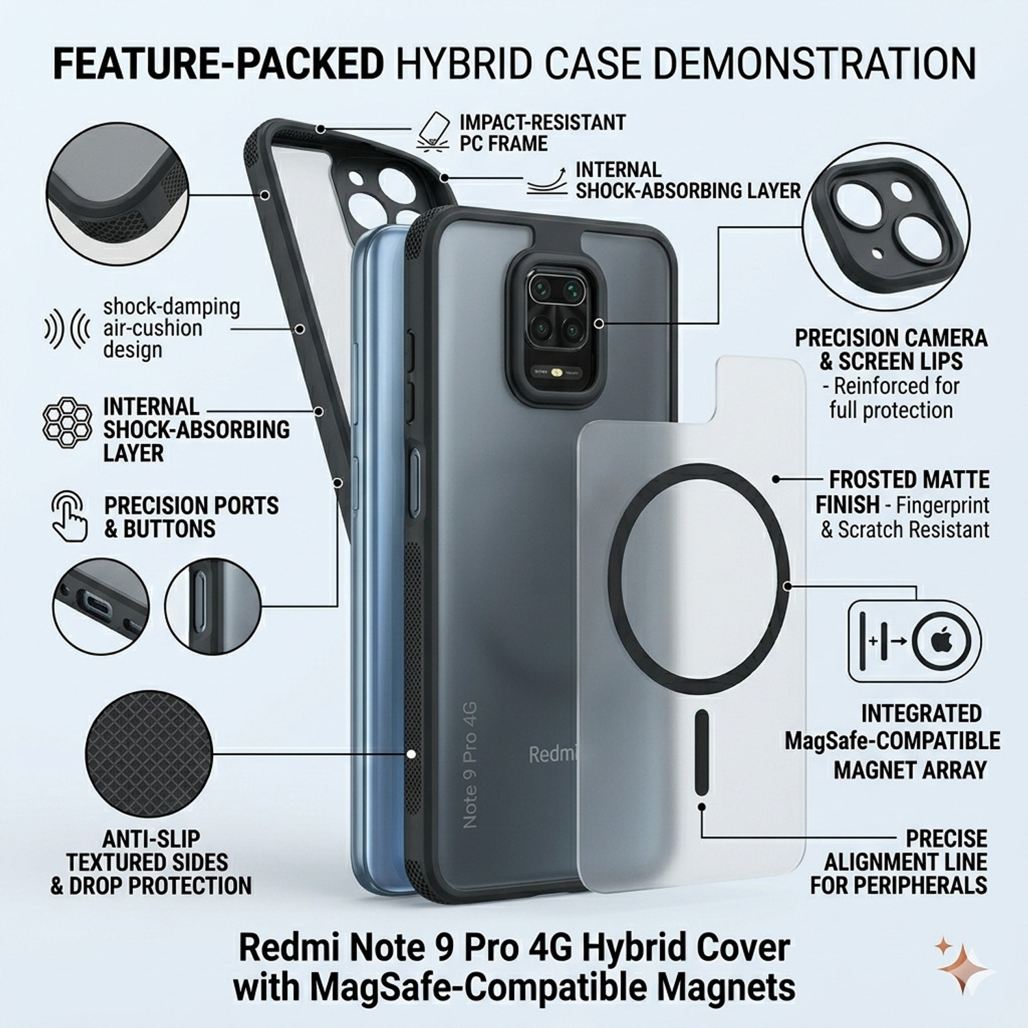 Image of Buyday Back Cover for Redmi Note 9 Pro 4G, Redmi Note 9 Pro Max 4G, Redmi Note 10 Lite, Poco M2 Pro