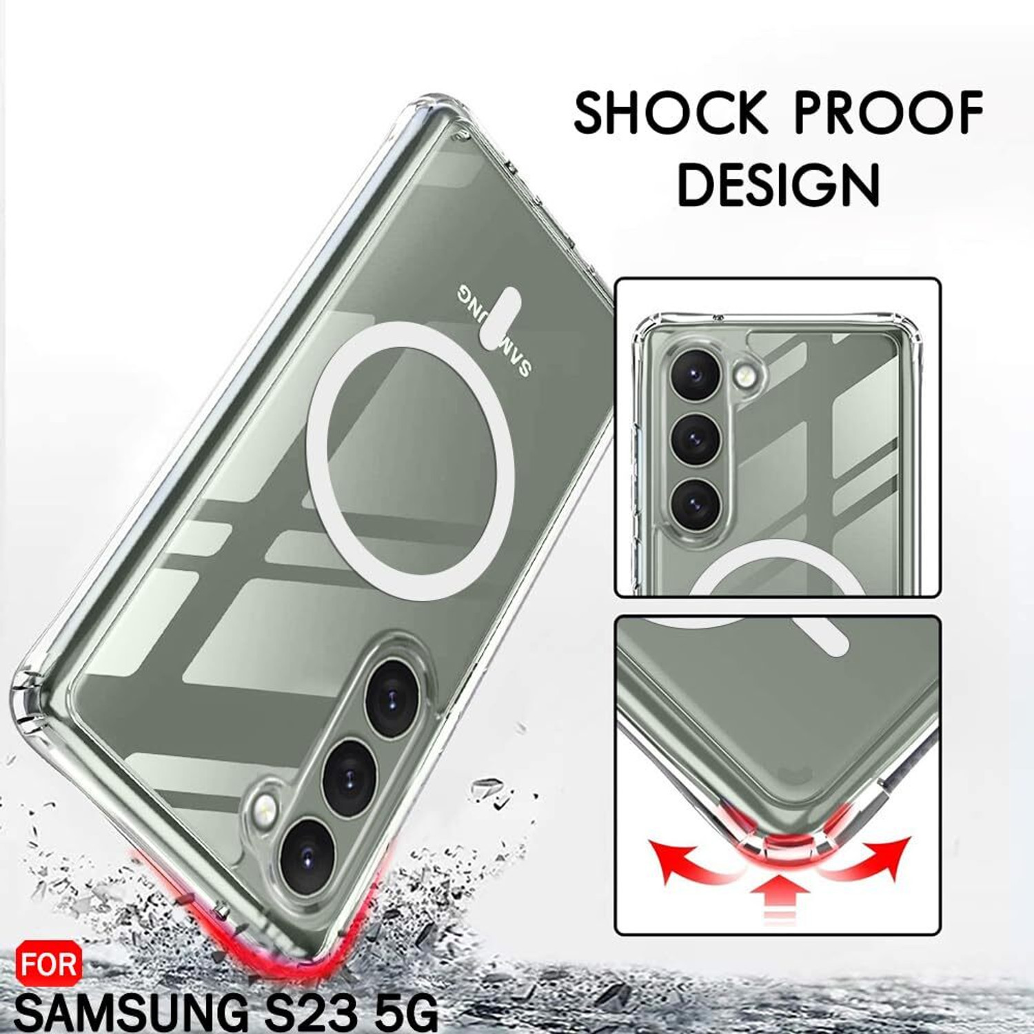 Image of MobiCraft Zone Back Cover for S23 (Transparent, Magsafe, Silicon, Pack of: 1)