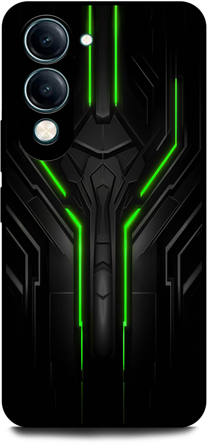 Image of INDICRAFT Back Cover for Vivo Y19 5G (BLACK SHARK, GREEN EDGE, VALOR, TEXTURE, ABSTRACT, GAMING )