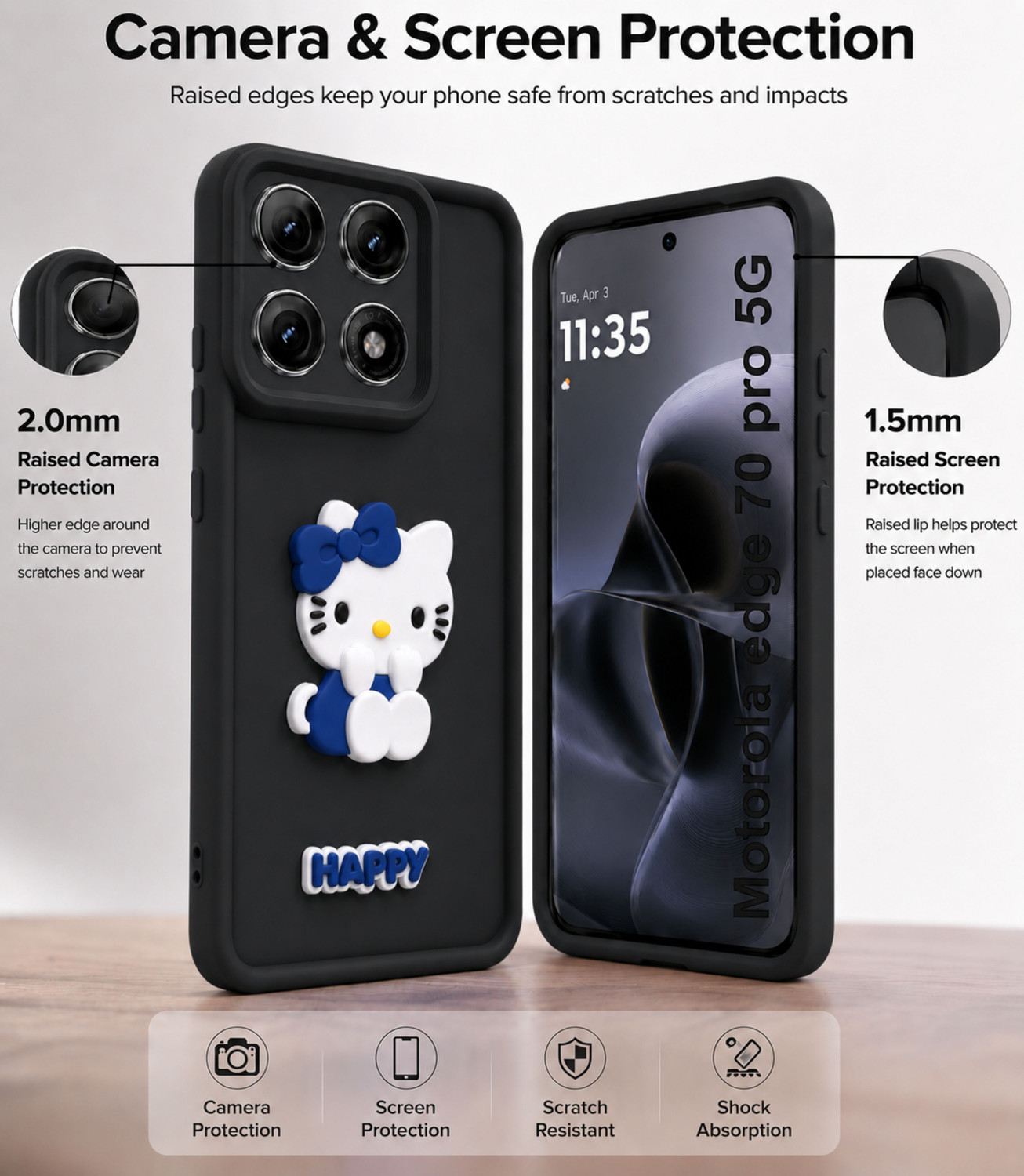 Image of SBMS Back Cover for Motorola Moto edge 70 pro 5G (Black, Shock Proof, Silicon, Pack of: 1)