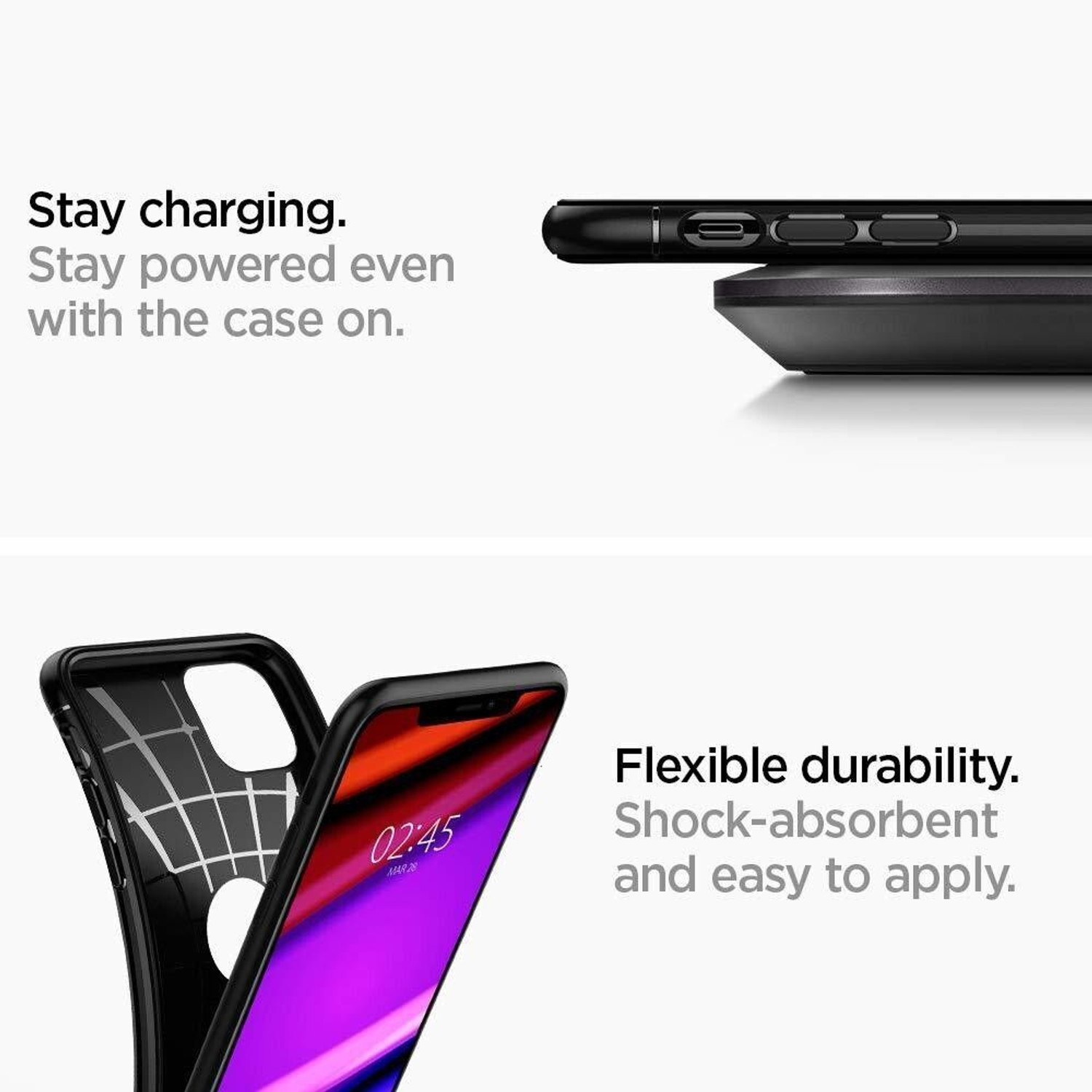 Image of Spigen Rugged Armor Back Cover for Apple iPhone 11 (Black, Rugged Armor, Thermoplastic Polyurethane, Pack of: 1)