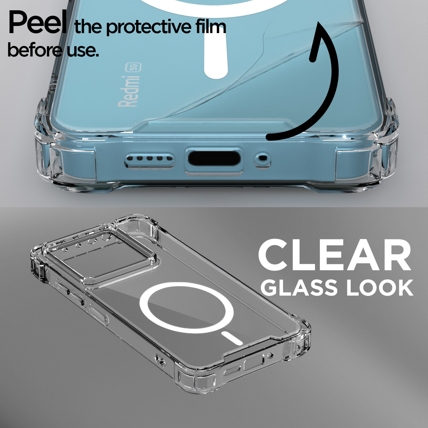 Image of Pikkme Back Cover for Poco X6 5G (Transparent, Grip Case, Thermoplastic Polyurethane, Pack of: 1)