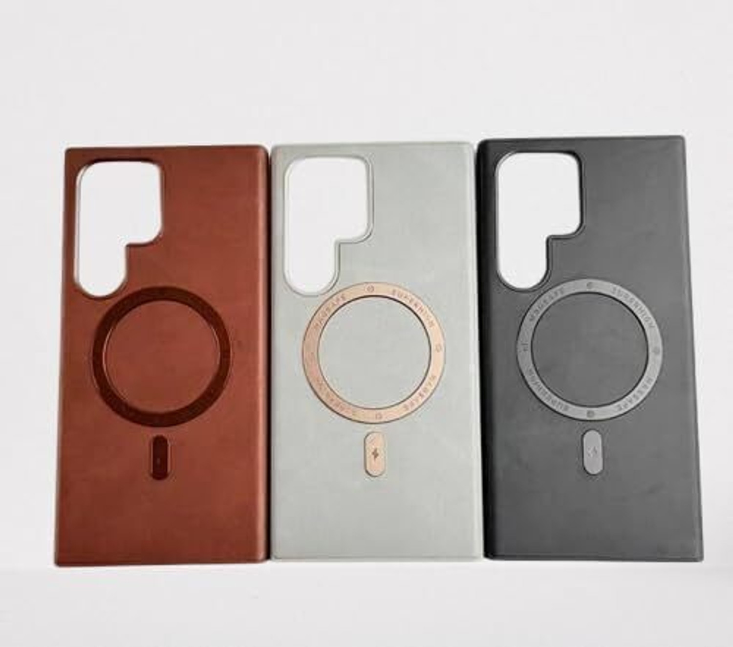 Image of VURIOZZ Back Cover for Samsung Galaxy S24 Ultra Tronzo Premium PU Leather Metel Magsafe Ring Case