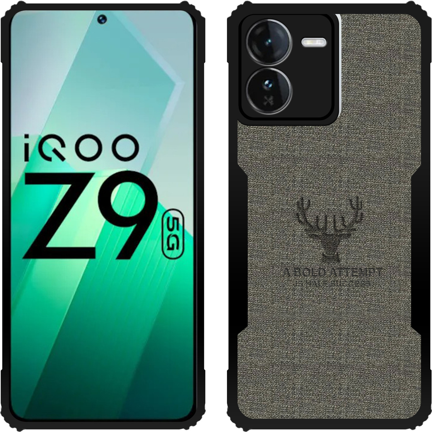 Image of Roxel Back Cover for IQOO Z9 5G |Vegan PU Leather |Deer Case| Camera Lens Protection